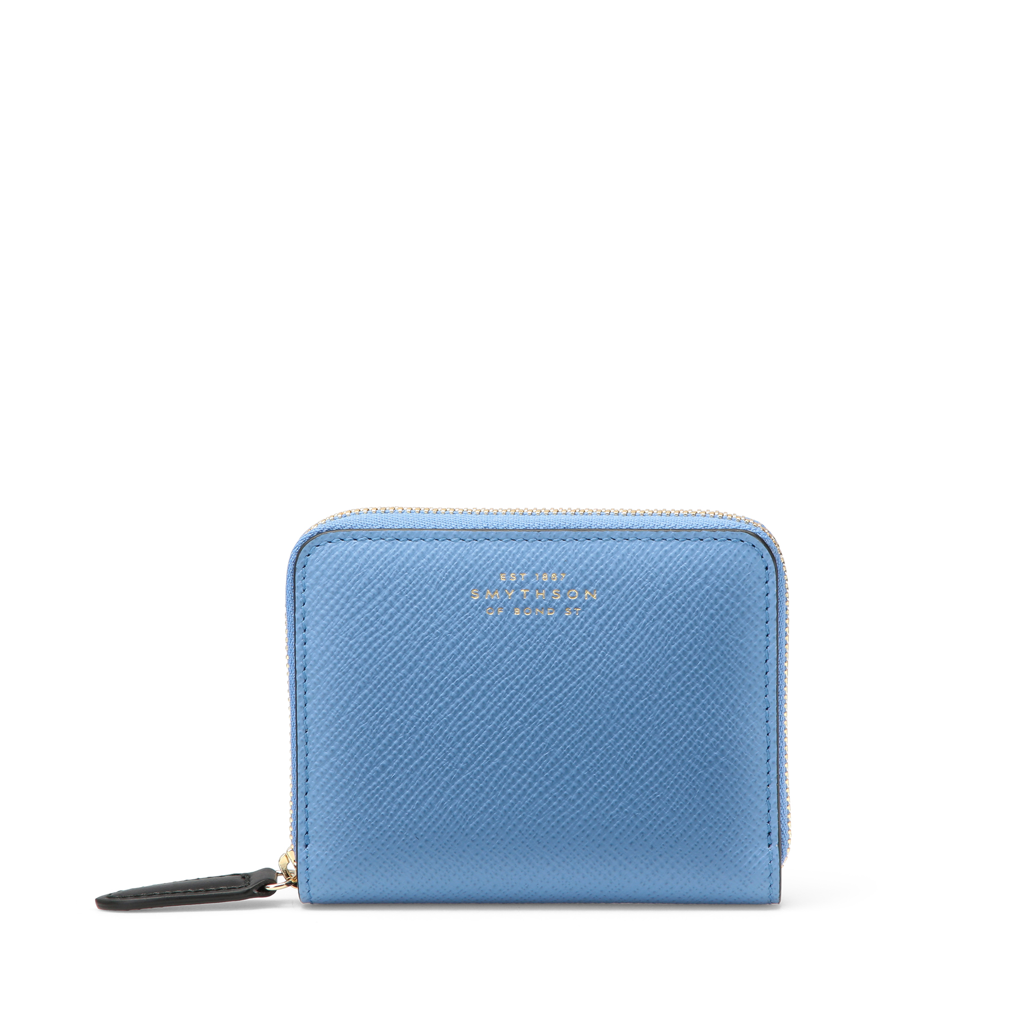 Smythson Small Zip Around Purse In Panama In Nile Blue