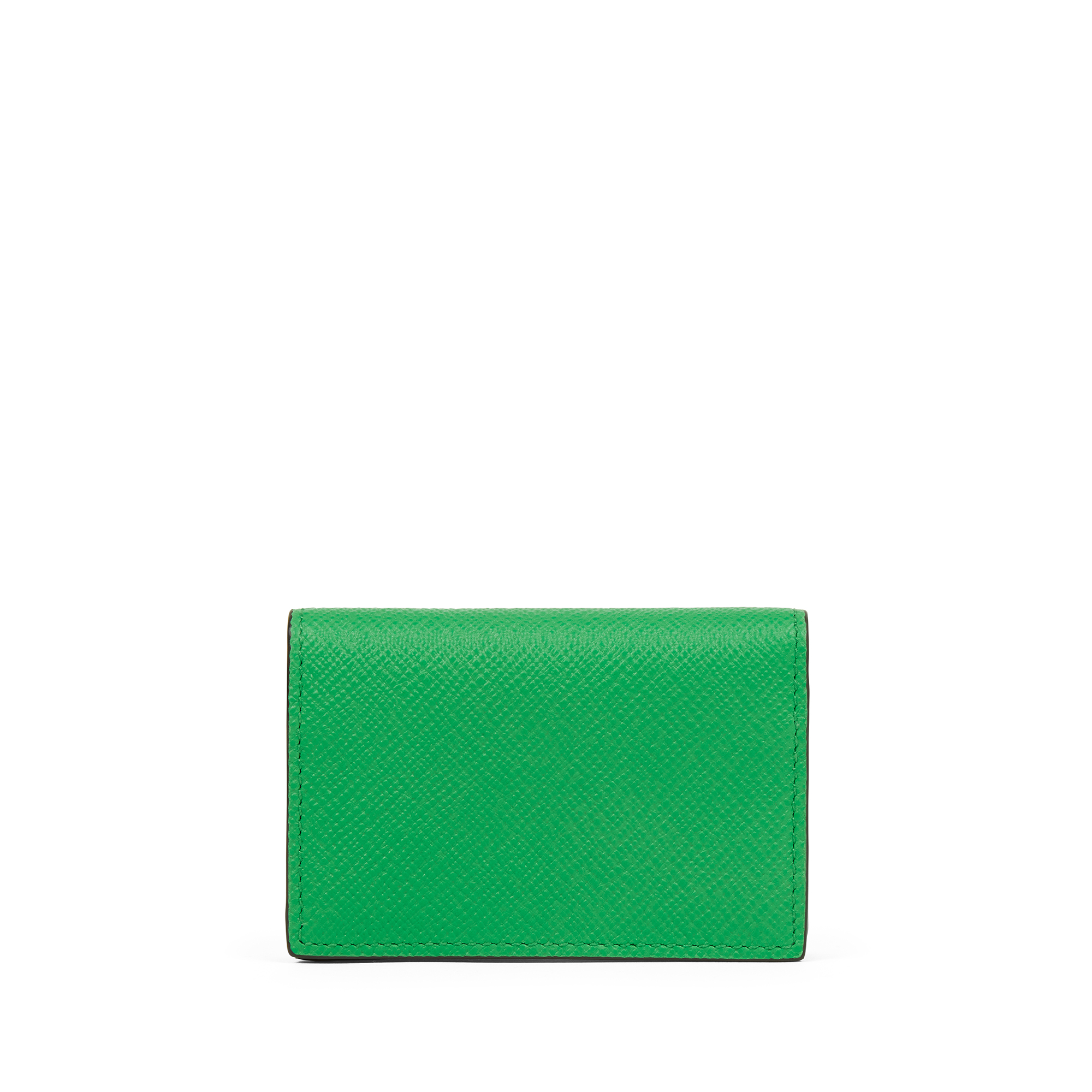 Smythson Folded Card Case With Snap Closure In Panama In Bright Emerald