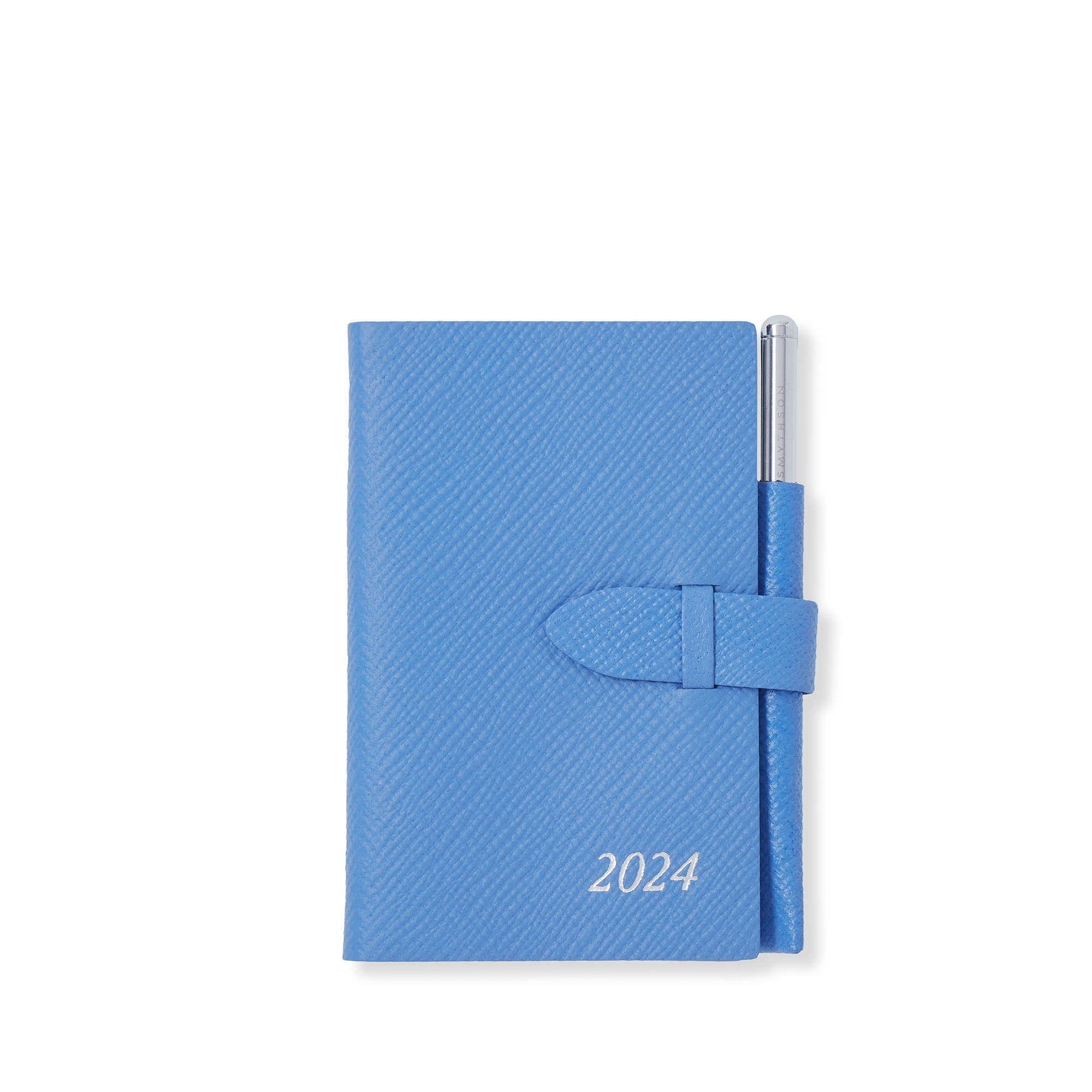 Smythson Evergreen Refillable Diary In Ludlow In Nile Blue