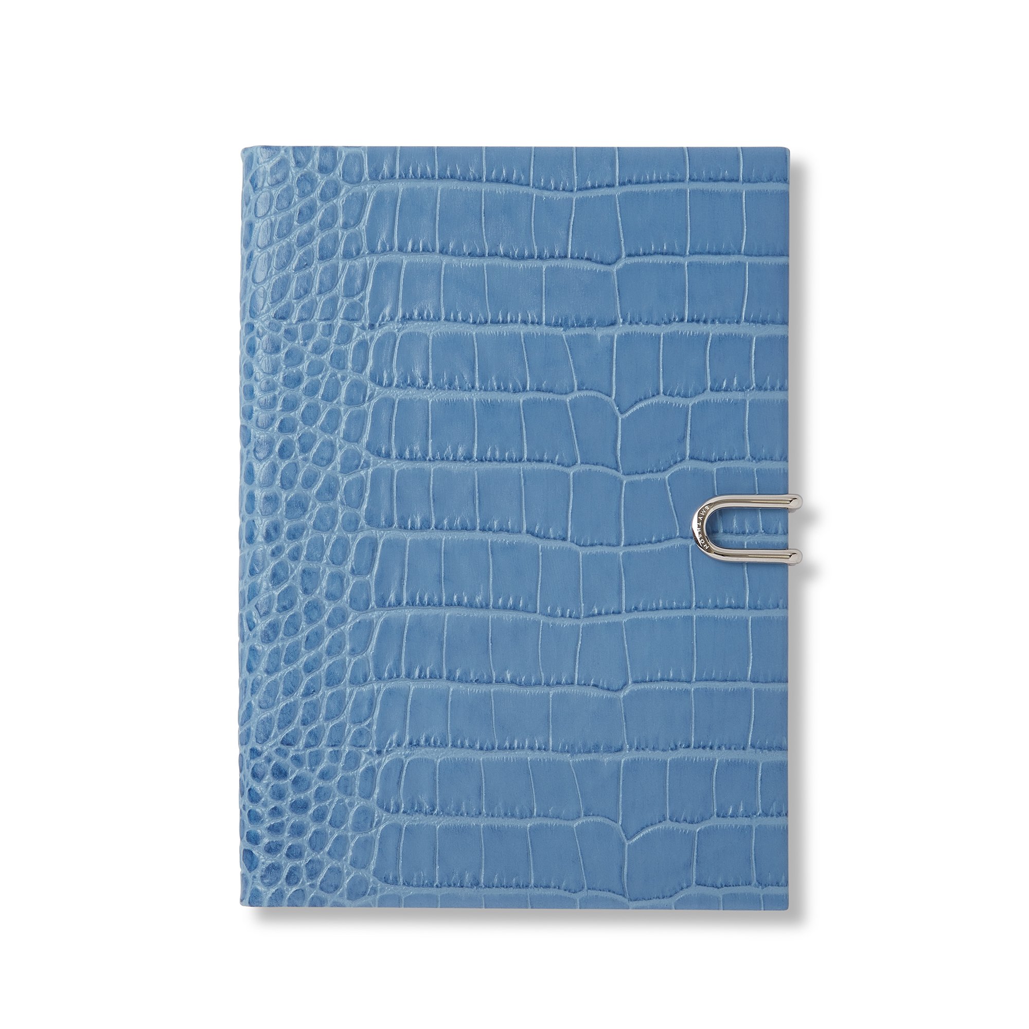 Smythson Soho Notebook With Slide Closure In Mara In Nile Blue