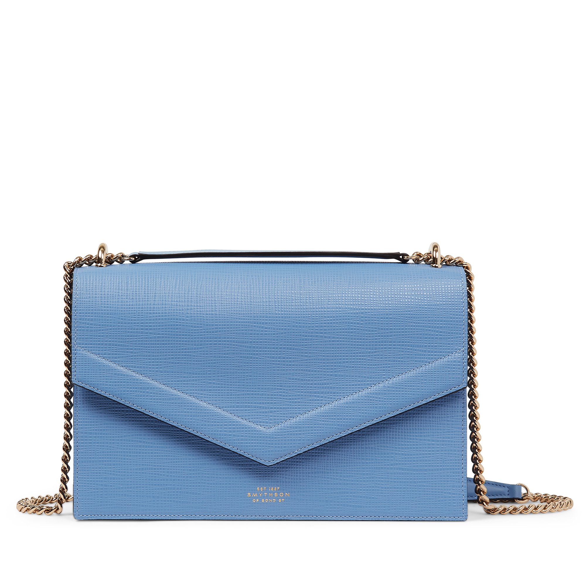 Smythson Panama Crossgrain Leather Phone Case On Chain in Blue Womens Accessories Phone cases 