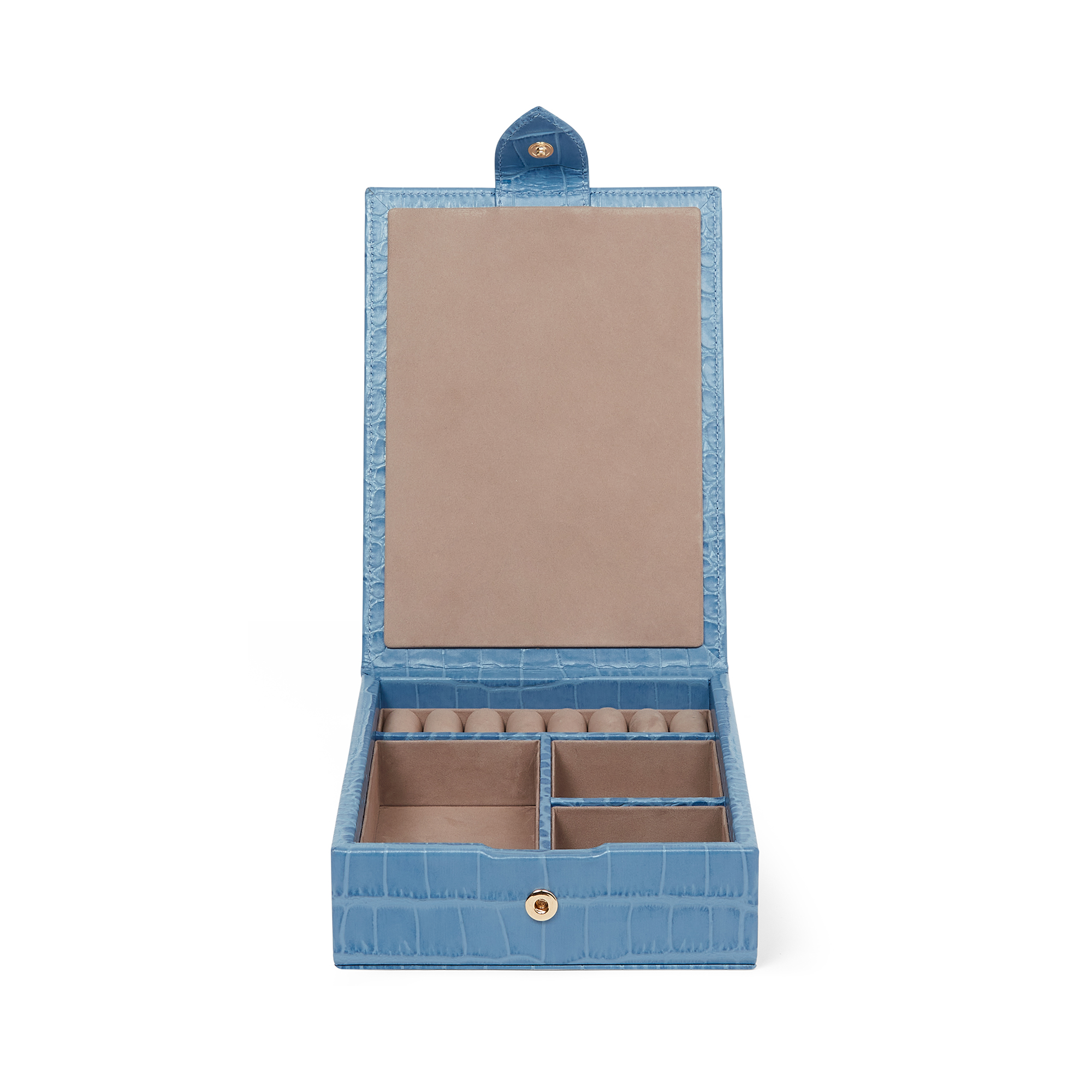 Smythson Travel Tray Jewelry Box In Mara In Nile Blue