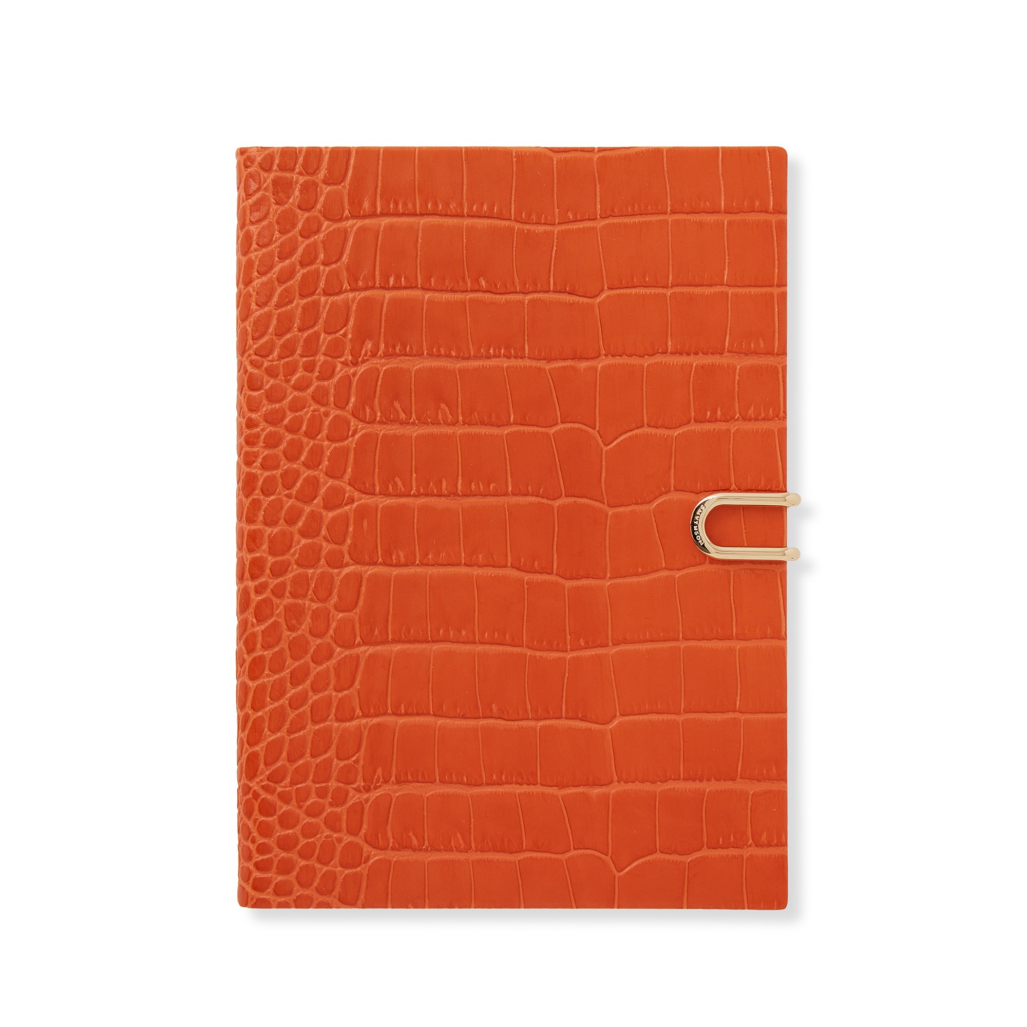 Shop Smythson Soho Notebook With Slide Closure In Mara In Orange