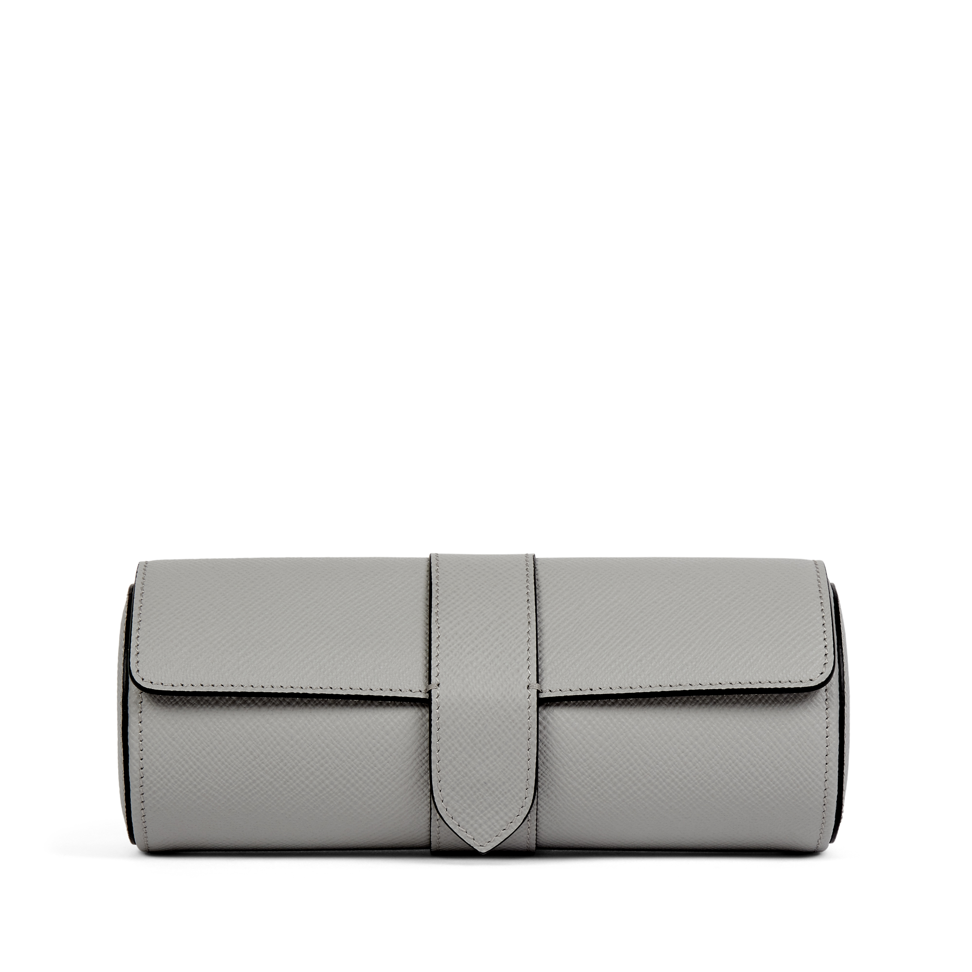 Smythson Watch Roll In Panama In Light Steel