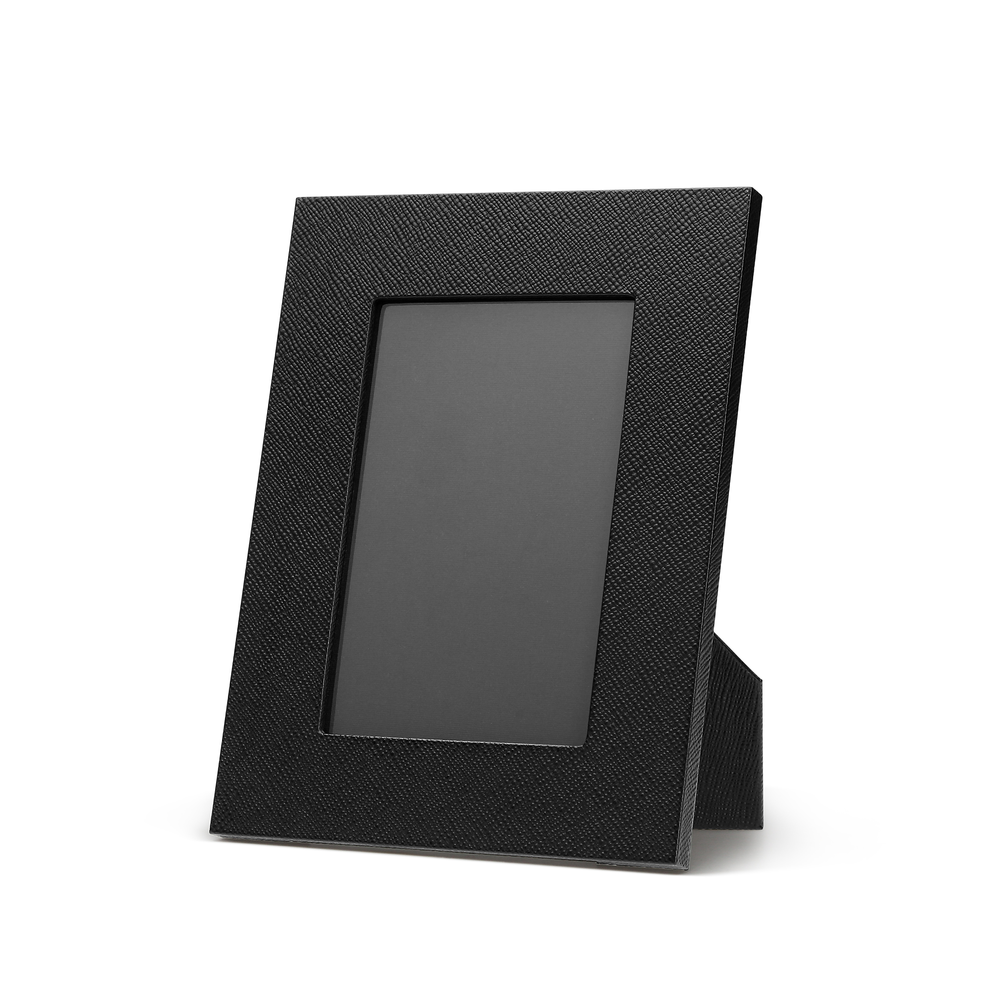 Smythson Small Photo Frame In Panama In Black