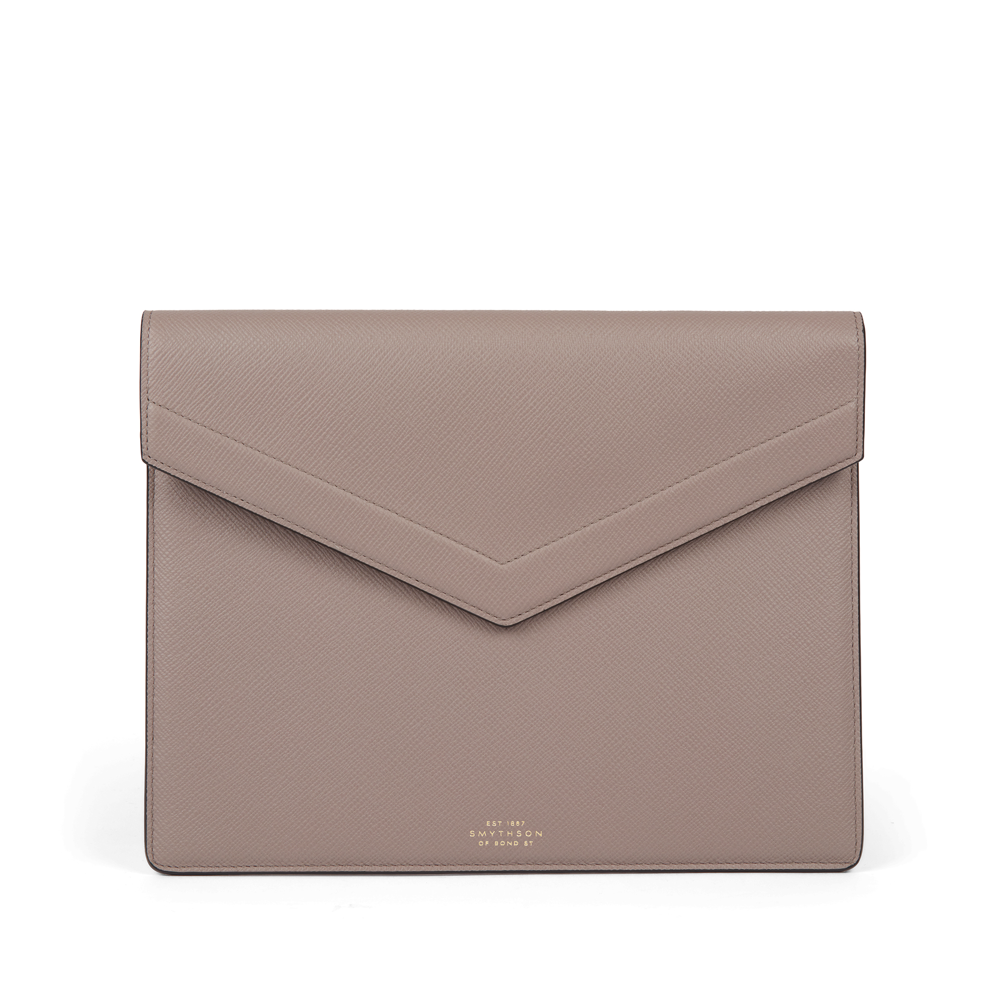 Smythson Small Envelope Folio In Panama In Taupe