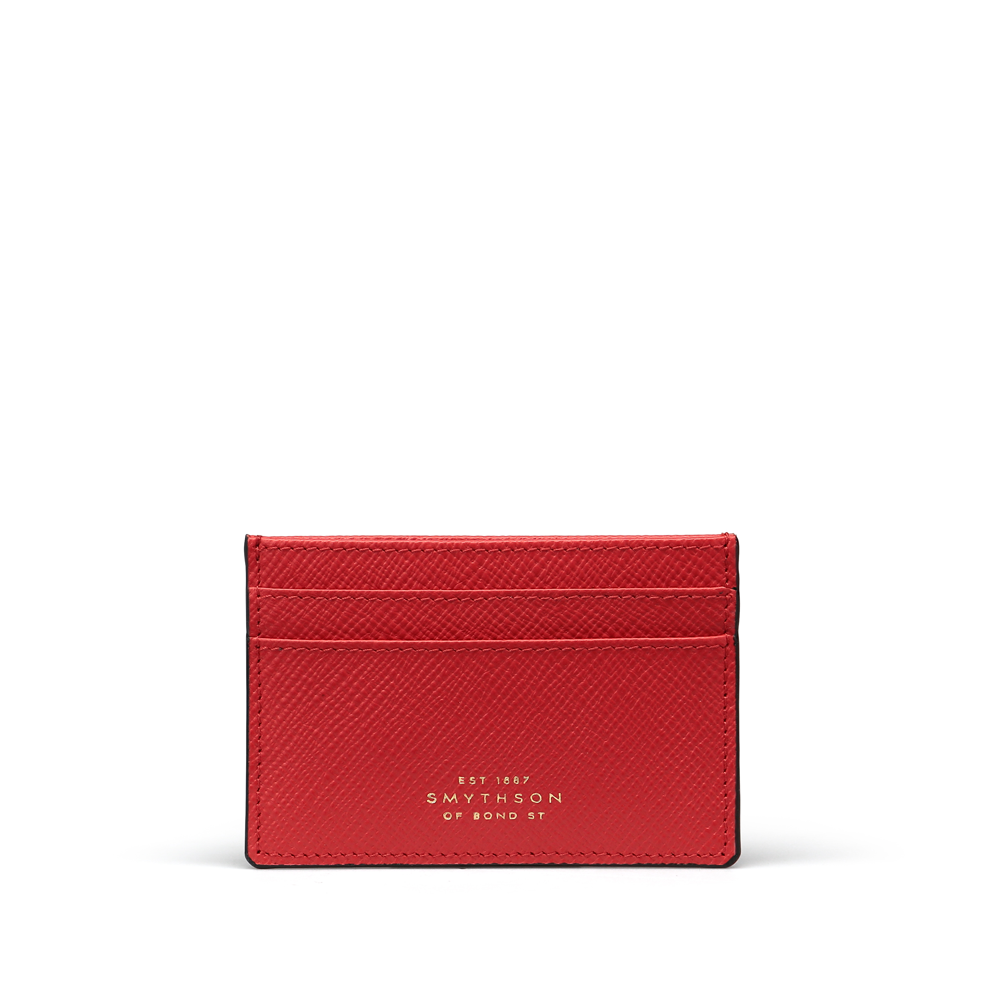 Shop Smythson Flat Card Holder In Panama In Scarlet Red