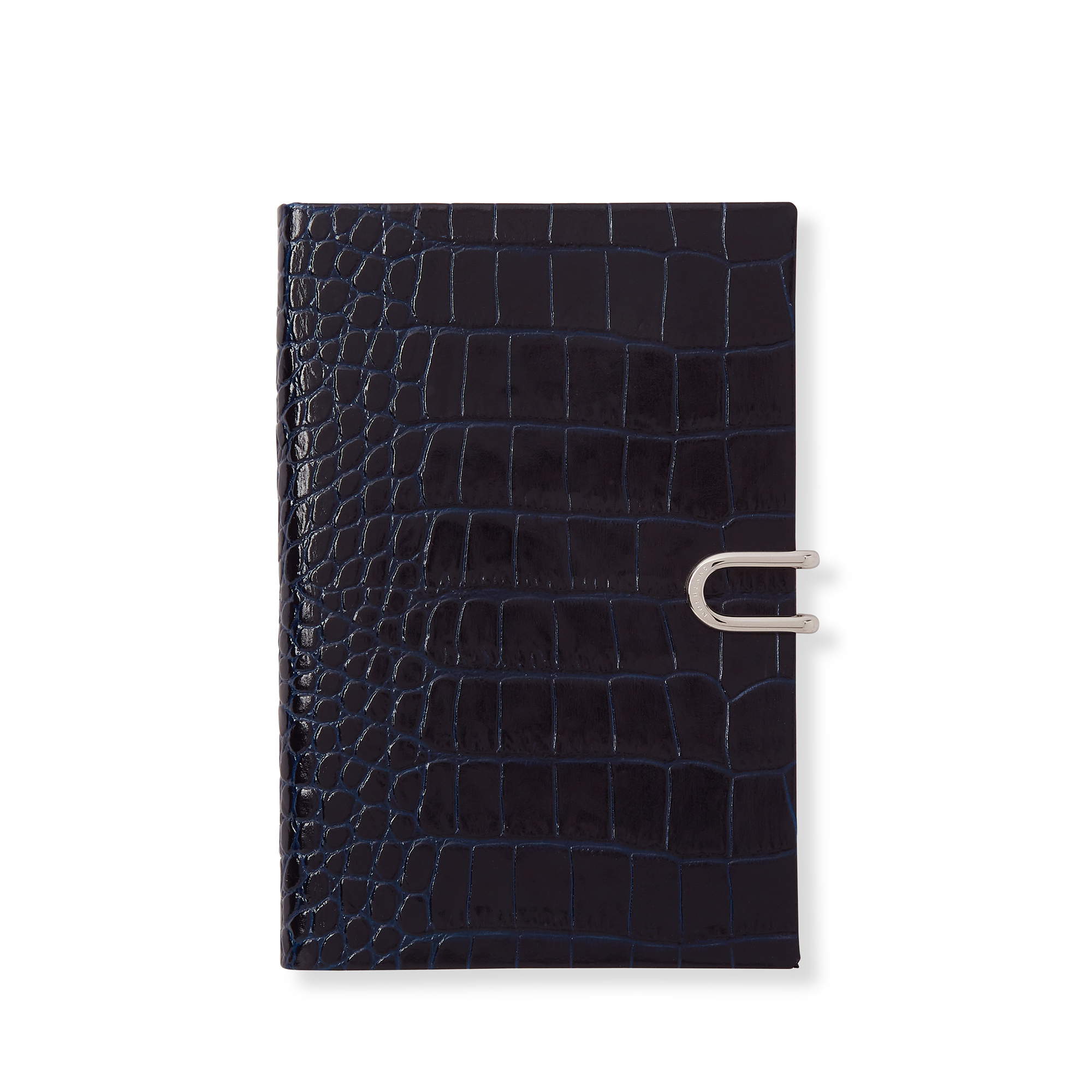 Smythson Chelsea Notebook With Slide In Mara In Navy