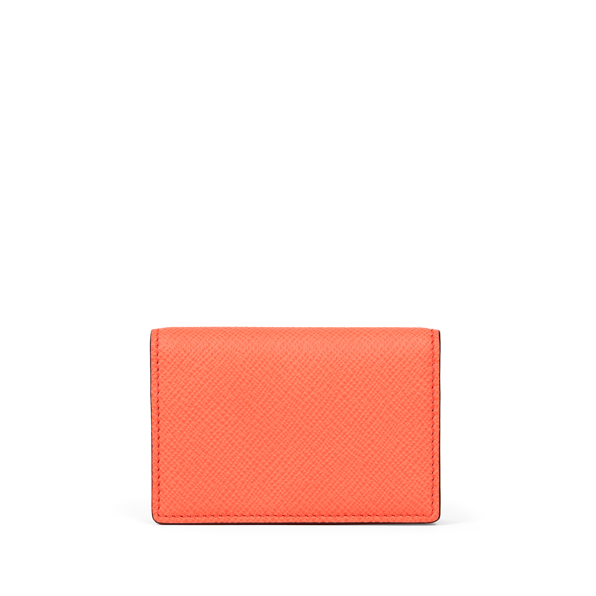 Smythson Folded Card Case With Snap Closure In Panama In Orange