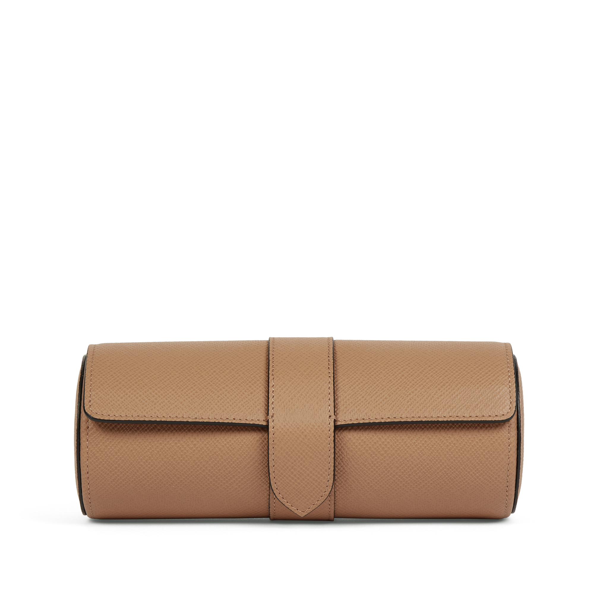 Smythson Watch Roll In Panama In Light Rosewood