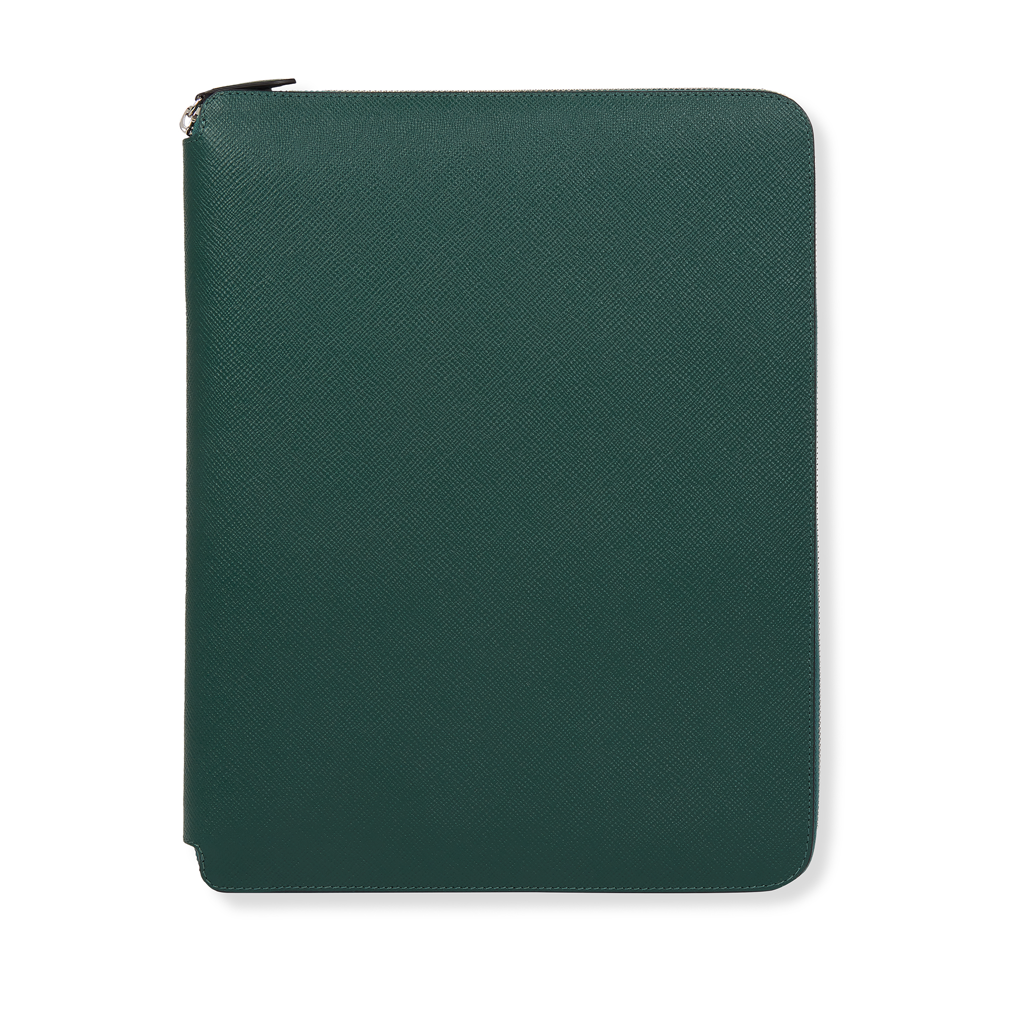 Smythson A4 Writing Folder With Zip In Panama In Forest