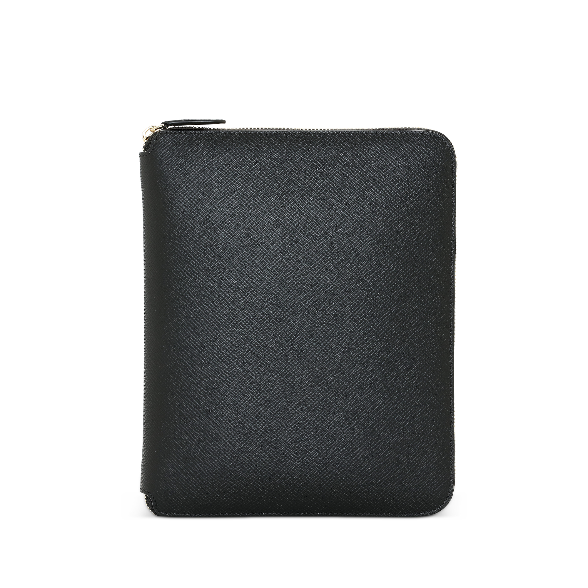 A5 Writing Folder with Zip in Panama in black | Smythson