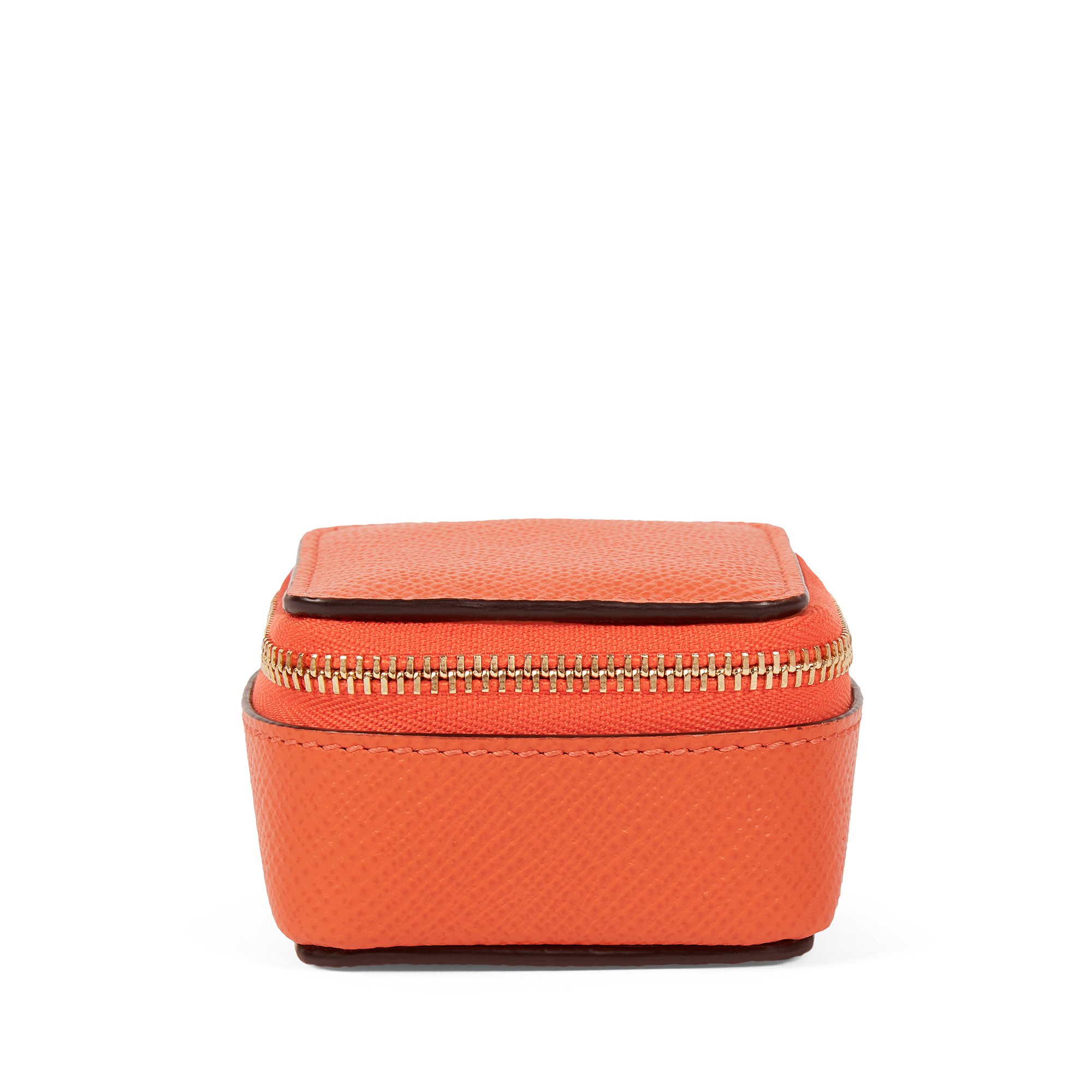 Smythson Small Square Trinket Case In Panama In Orange