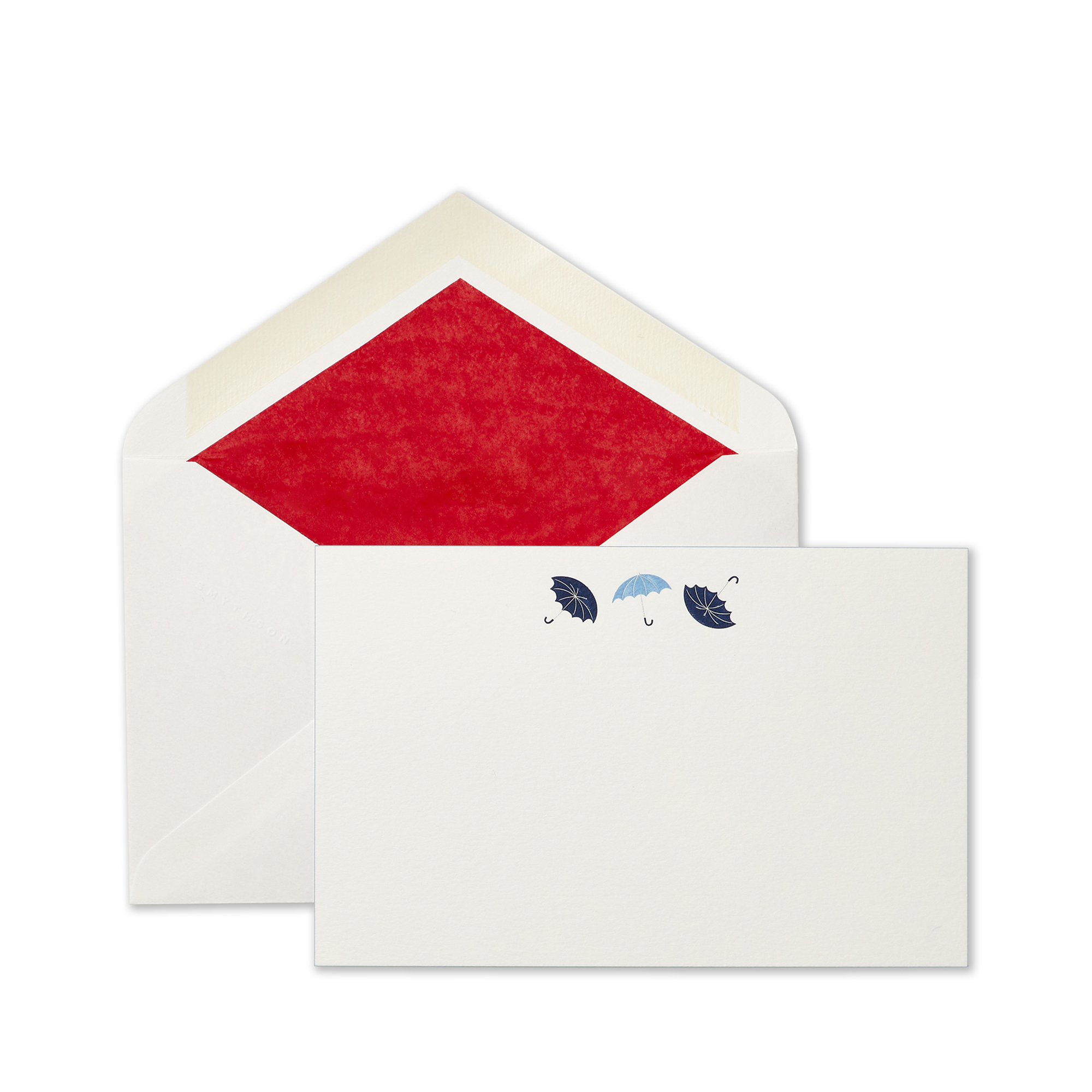 Smythson British Umbrellas Motif Correspondence Cards In White