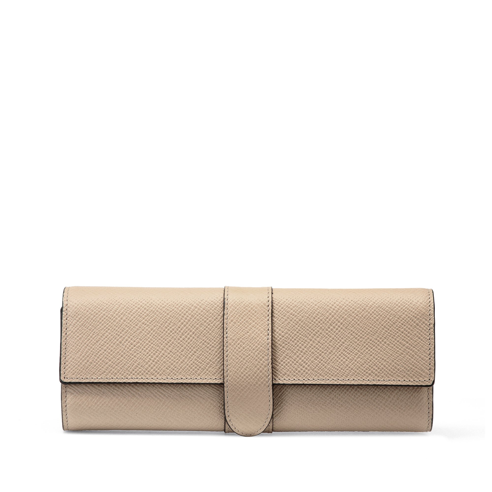 Smythson Small Jewellery Roll In Panama In Sandstone