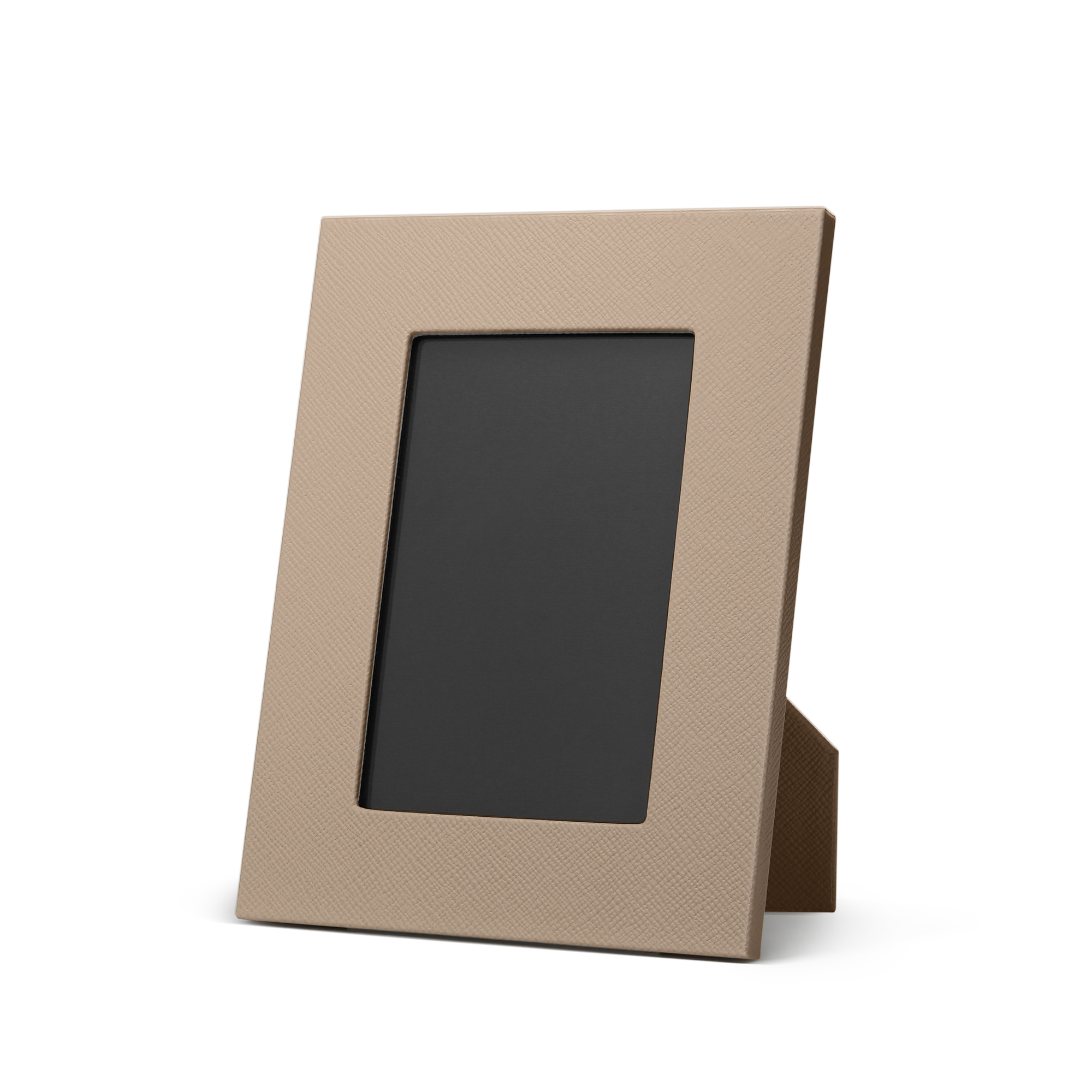 Smythson Small Photo Frame In Panama In Sandstone