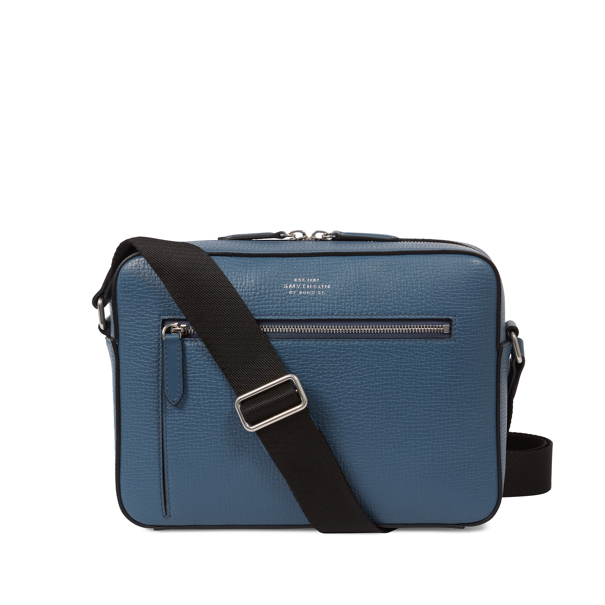 Smythson Zip Crossbody Bag In Ludlow In Blue
