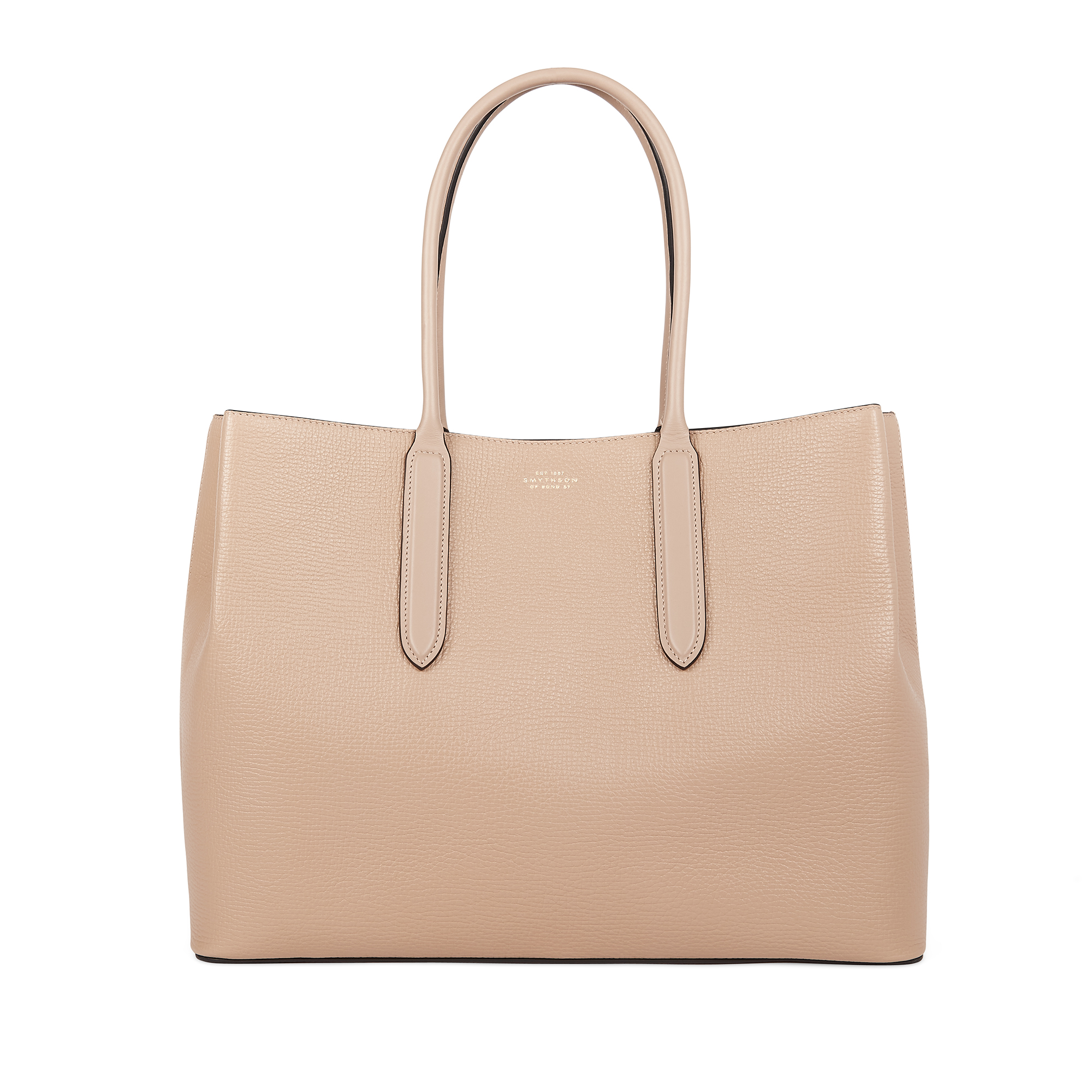 Smythson Day Tote Bag With Zip In Ludlow In Nutmeg