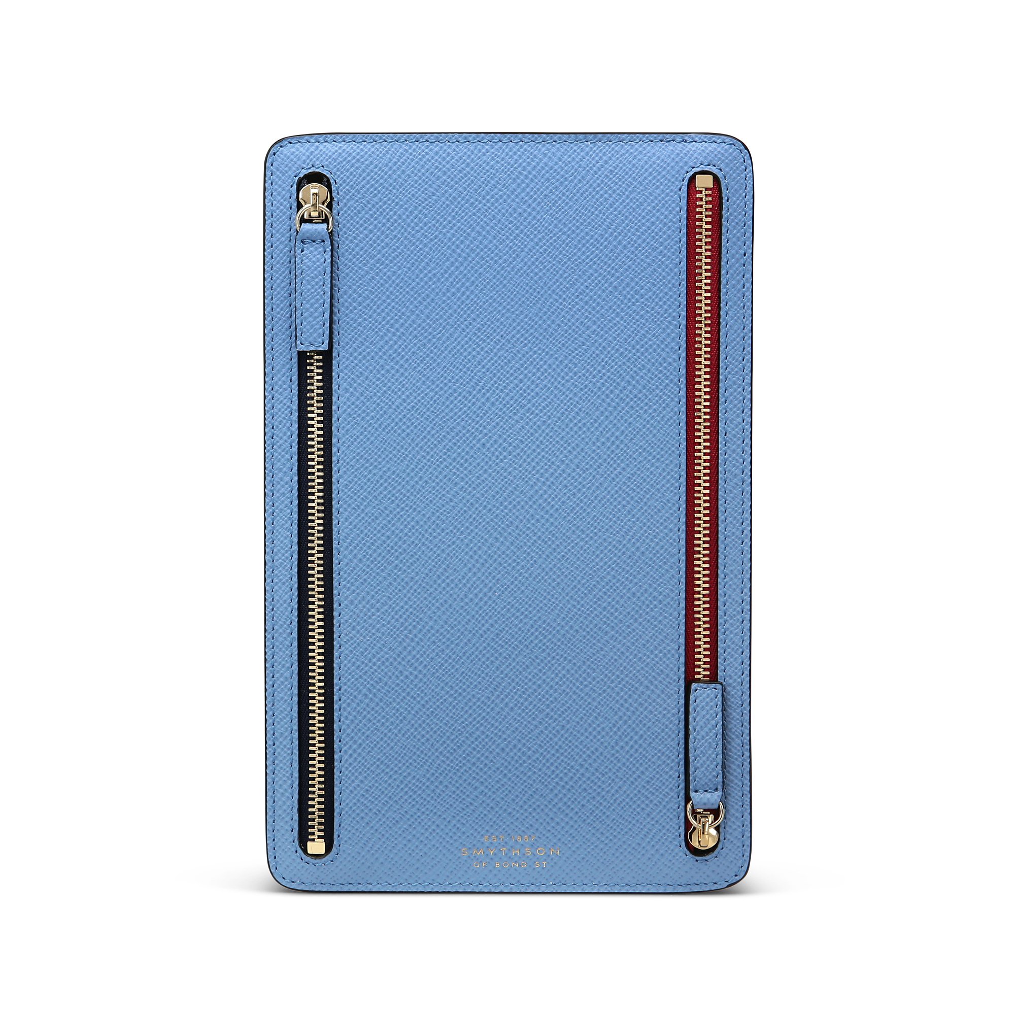 Smythson Multi-zip Case In Panama In Nile Blue