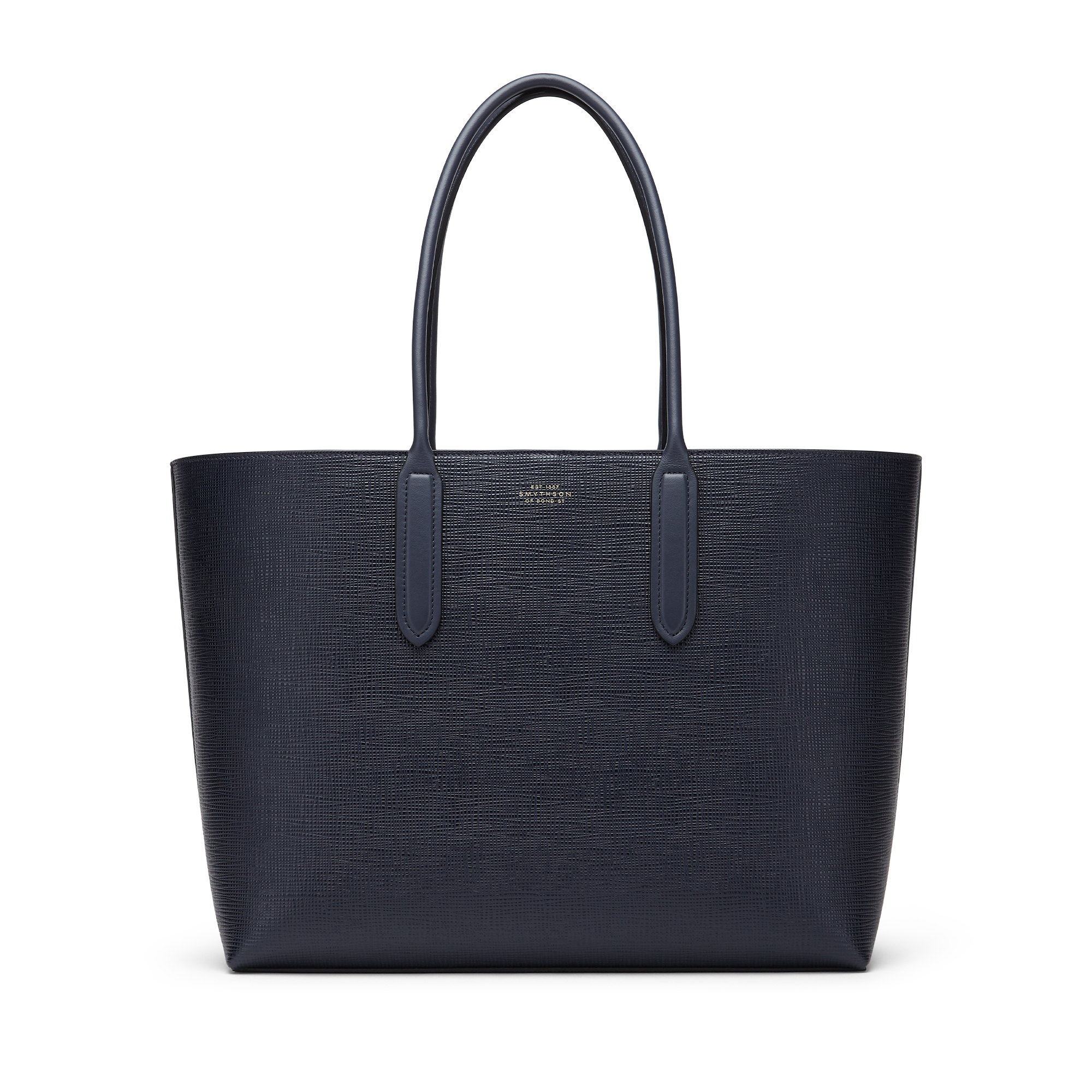 Smythson East West Tote Bag In Panama In Navy | ModeSens