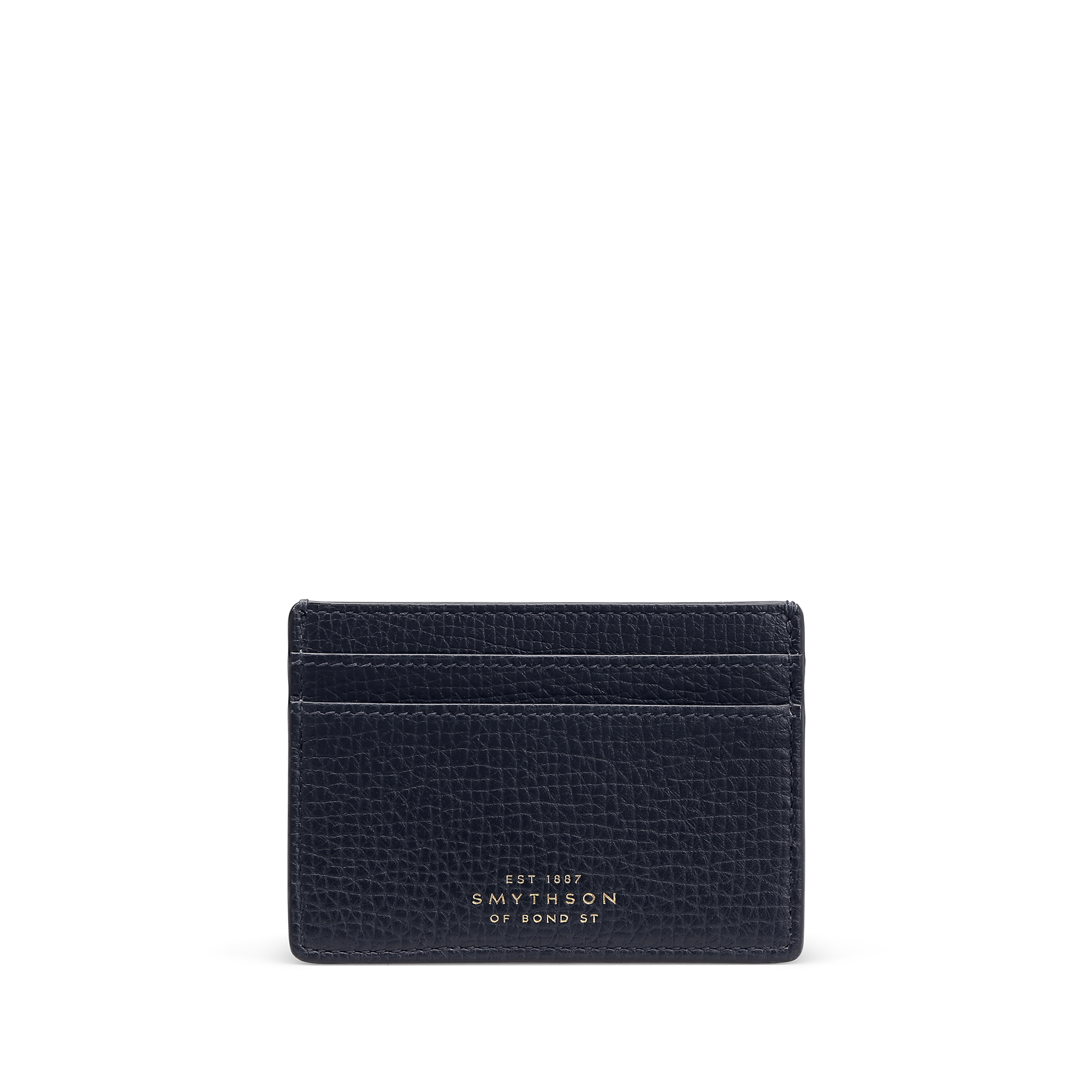 Smythson Flat Card Holder In Ludlow In Navy