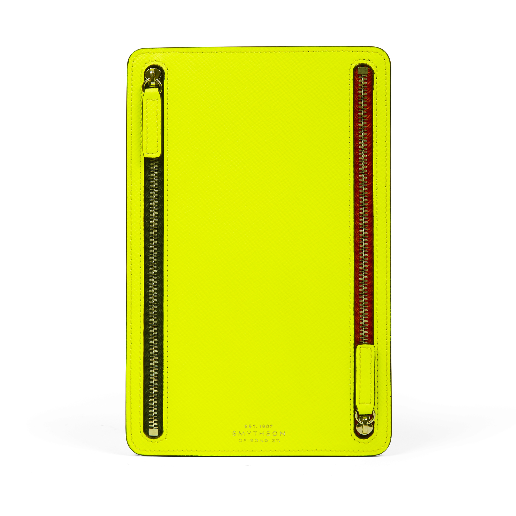 Panamaレザーマルチジップケース in neon yellow | Smythson