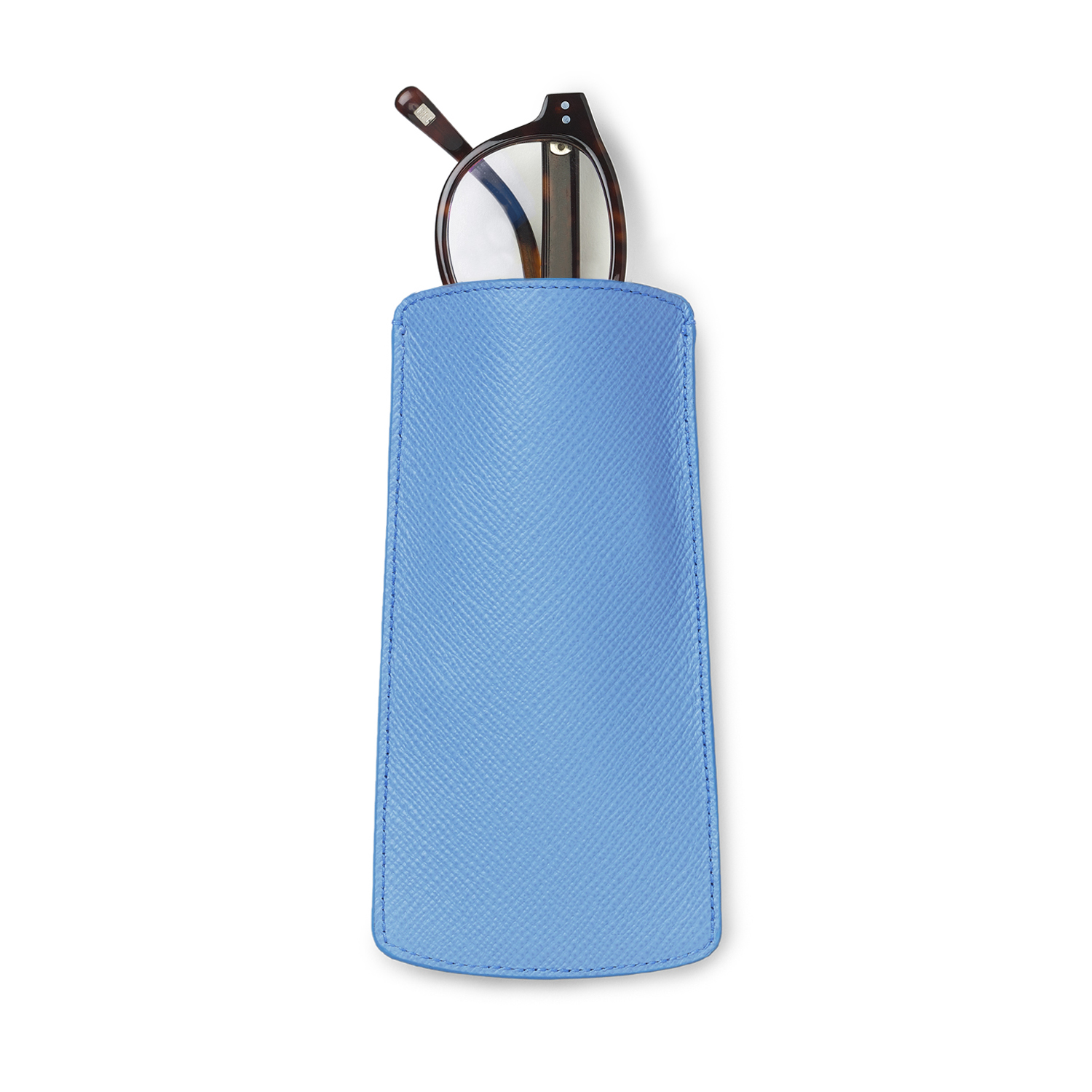 Smythson Glasses Case In Panama In Nile Blue