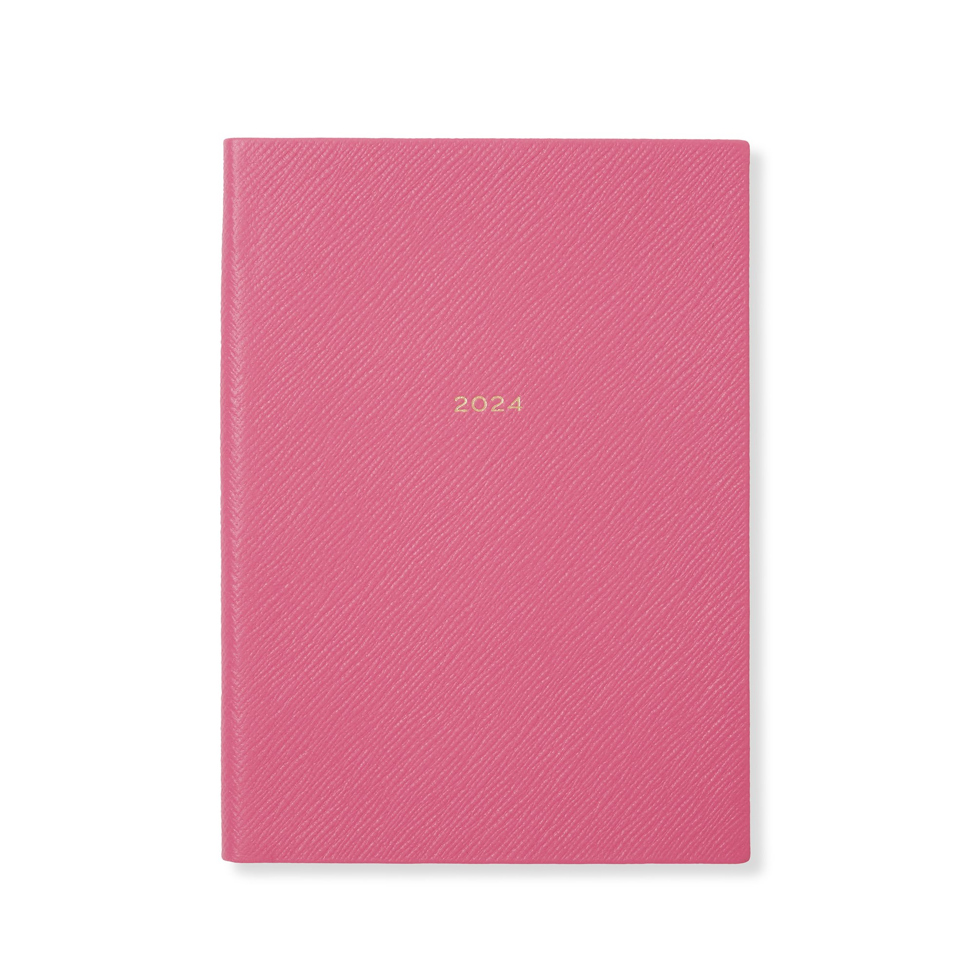 Smythson 2024 Soho Weekly Vertical Agenda In Panama In Peony