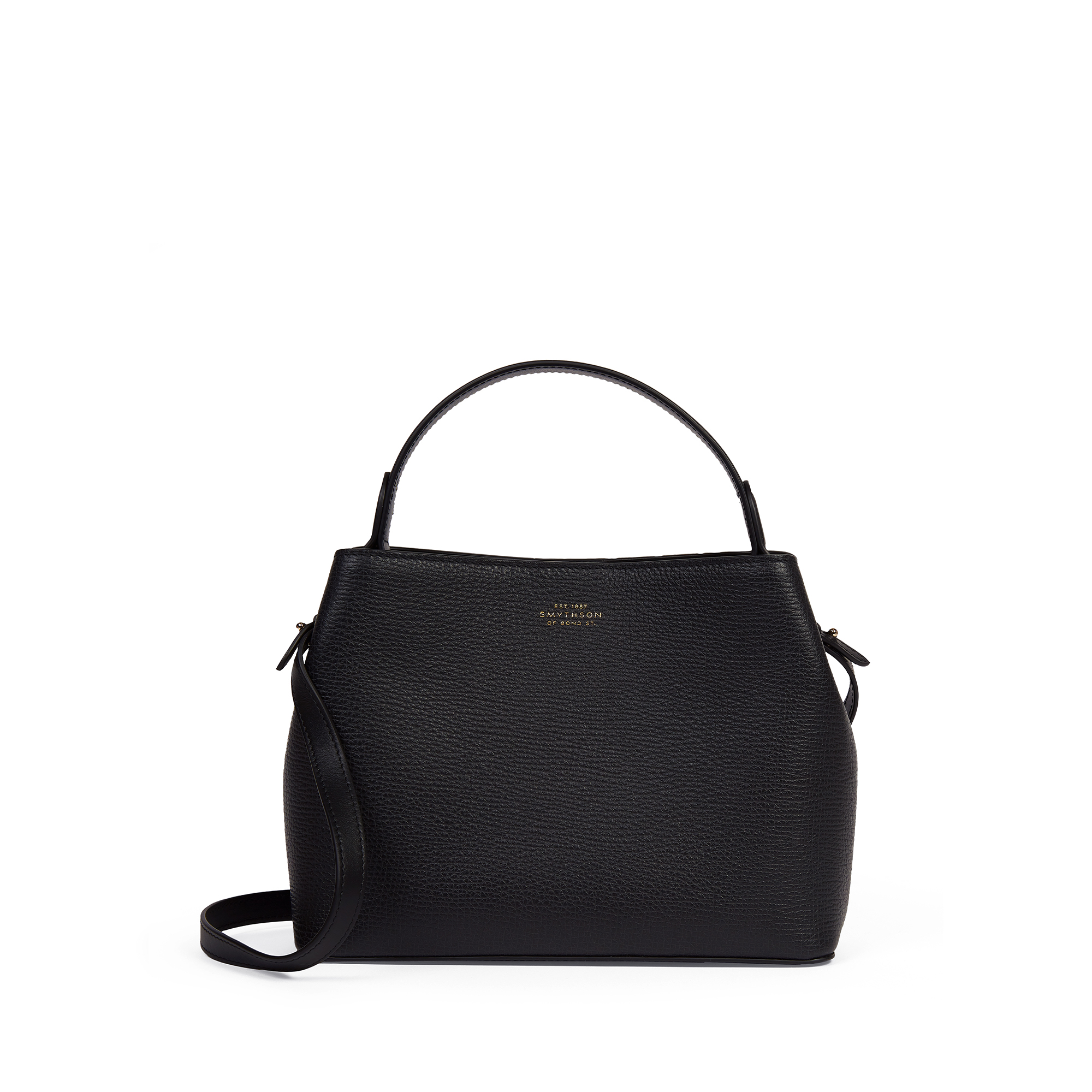 Smythson Envelope Purse Crossbody In Panama In Black