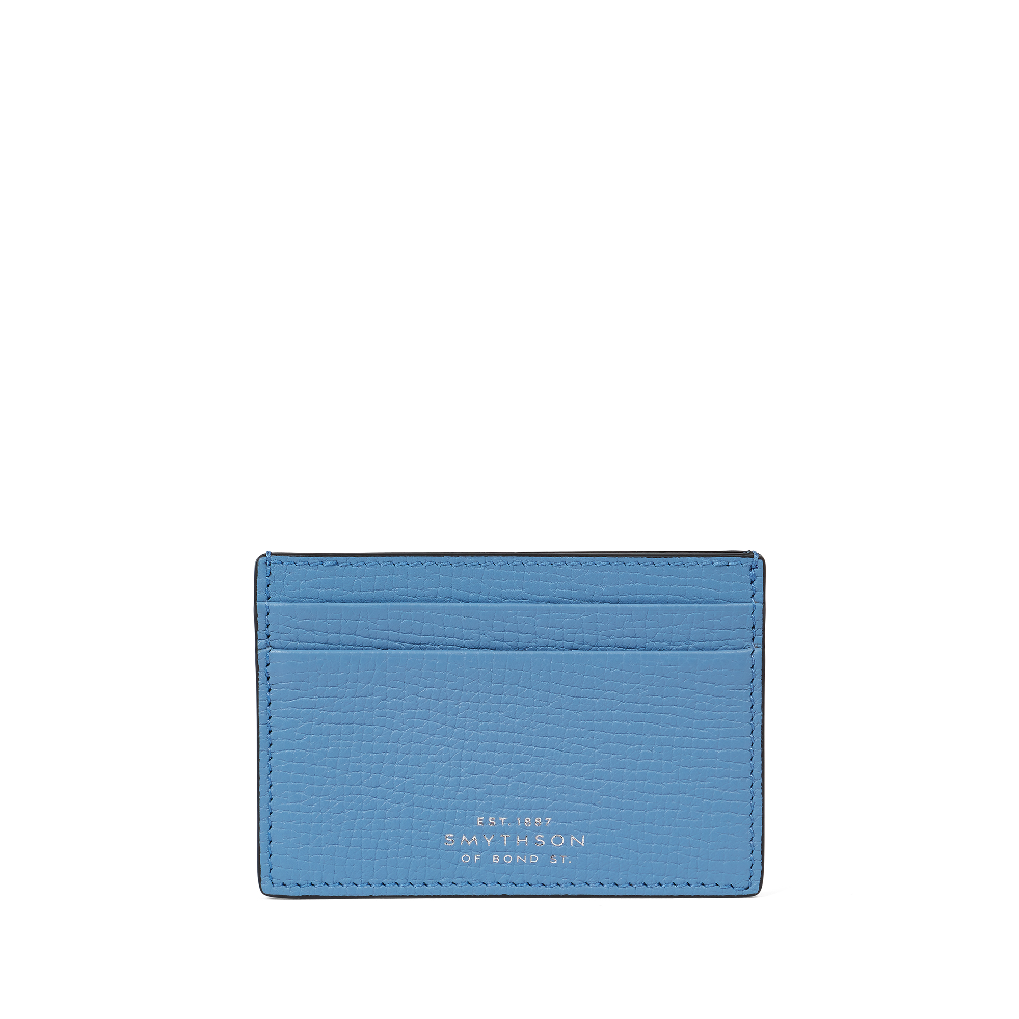 Smythson Flat Card Holder In Ludlow In Nile Blue