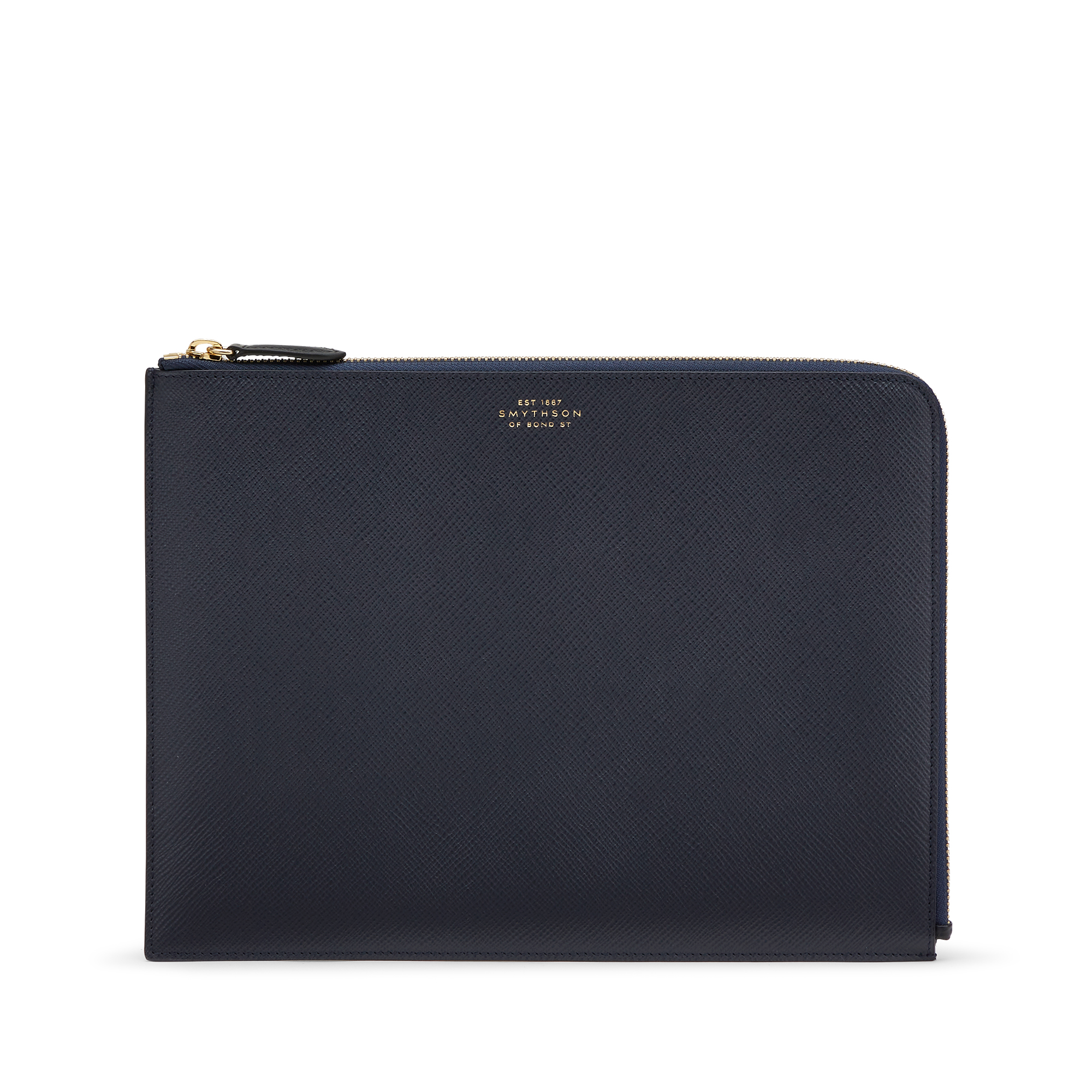 Shop Smythson Large Pouch In Panama In Navy