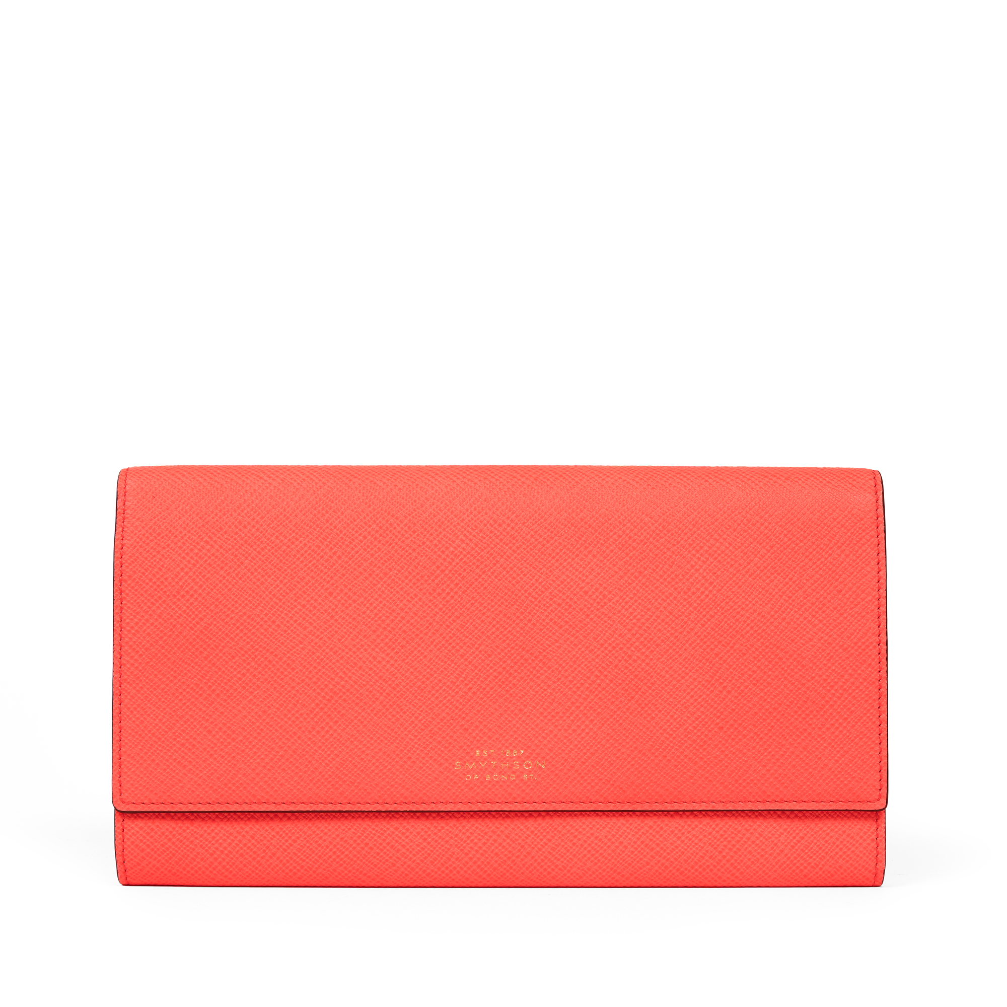 Shop Smythson Marshall Travel Wallet In Panama In Bright Coral