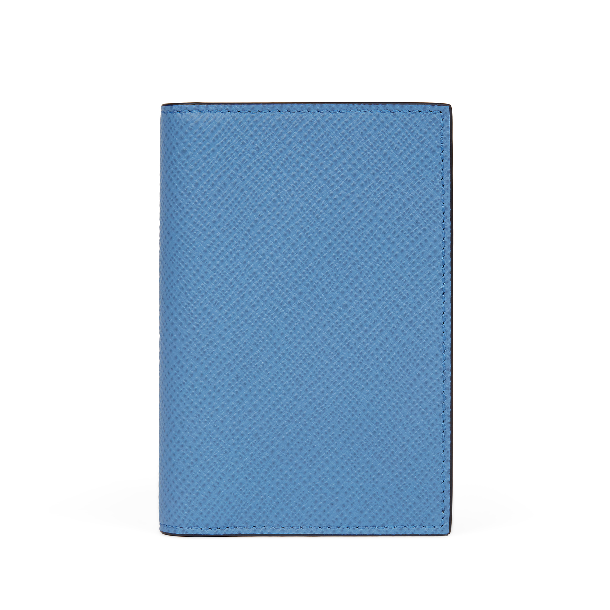 Smythson 6 Card Slot Folded Card Holder In Panama In Nile Blue