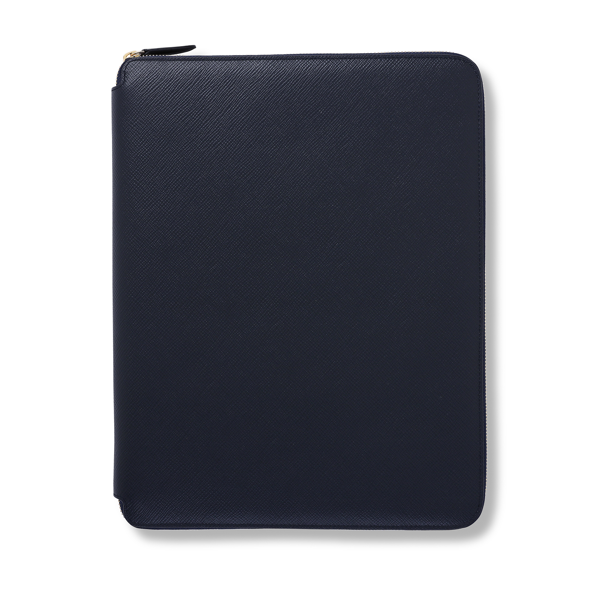 Smythson A4 Writing Folder With Zip In Panama In Navy