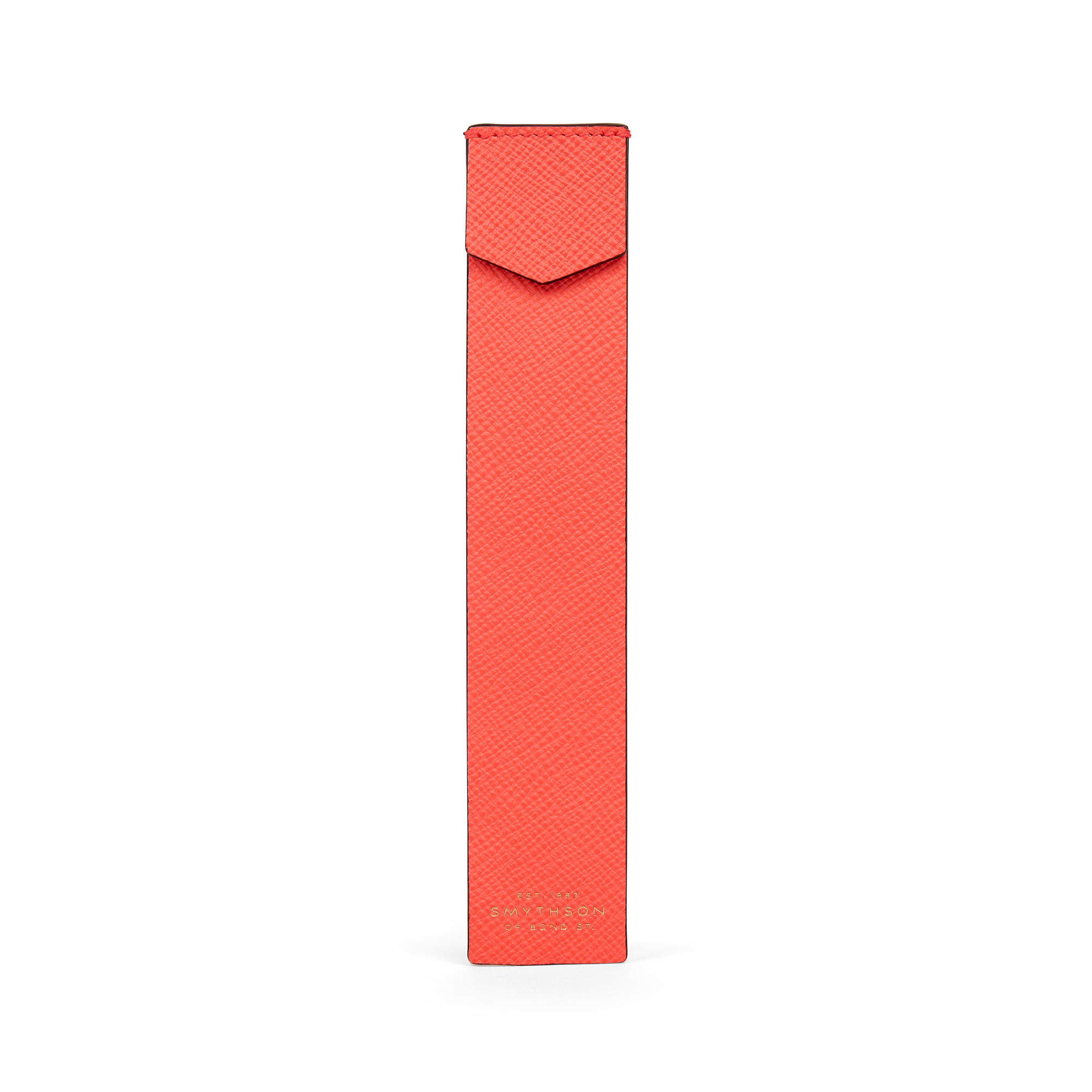 Shop Smythson Bookmark In Panama In Bright Coral