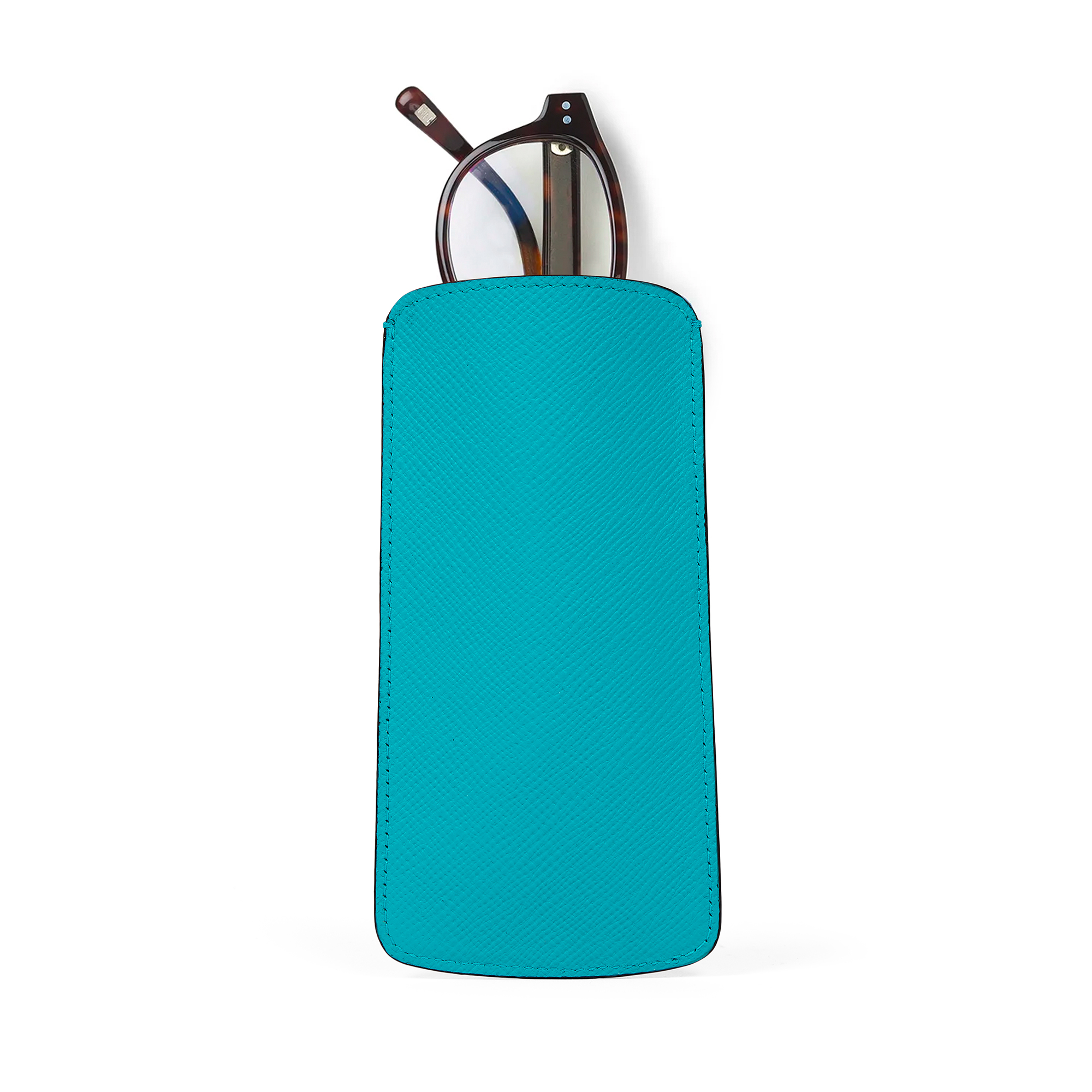 Shop Smythson Glasses Case In Panama In Bright Turquoise