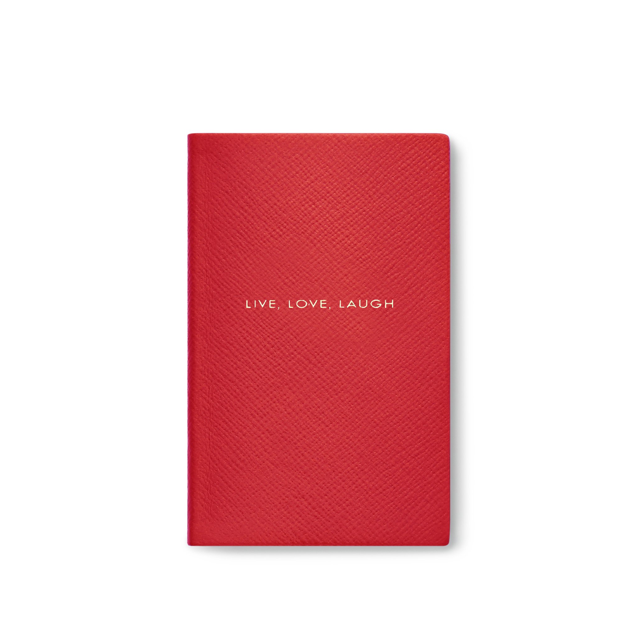 Smythson Live Love Laugh Panama Notebook In Scarlet Red