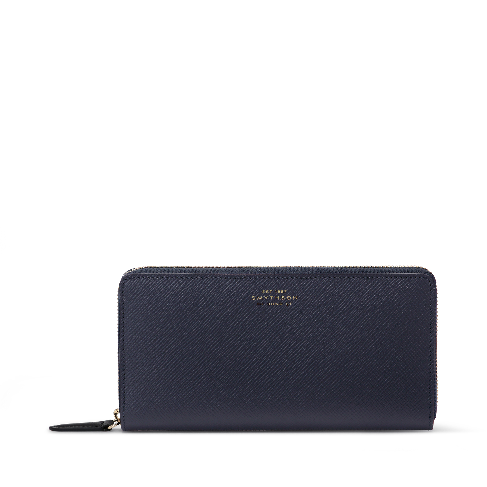 Panamaレザージップパース L in navy | Smythson