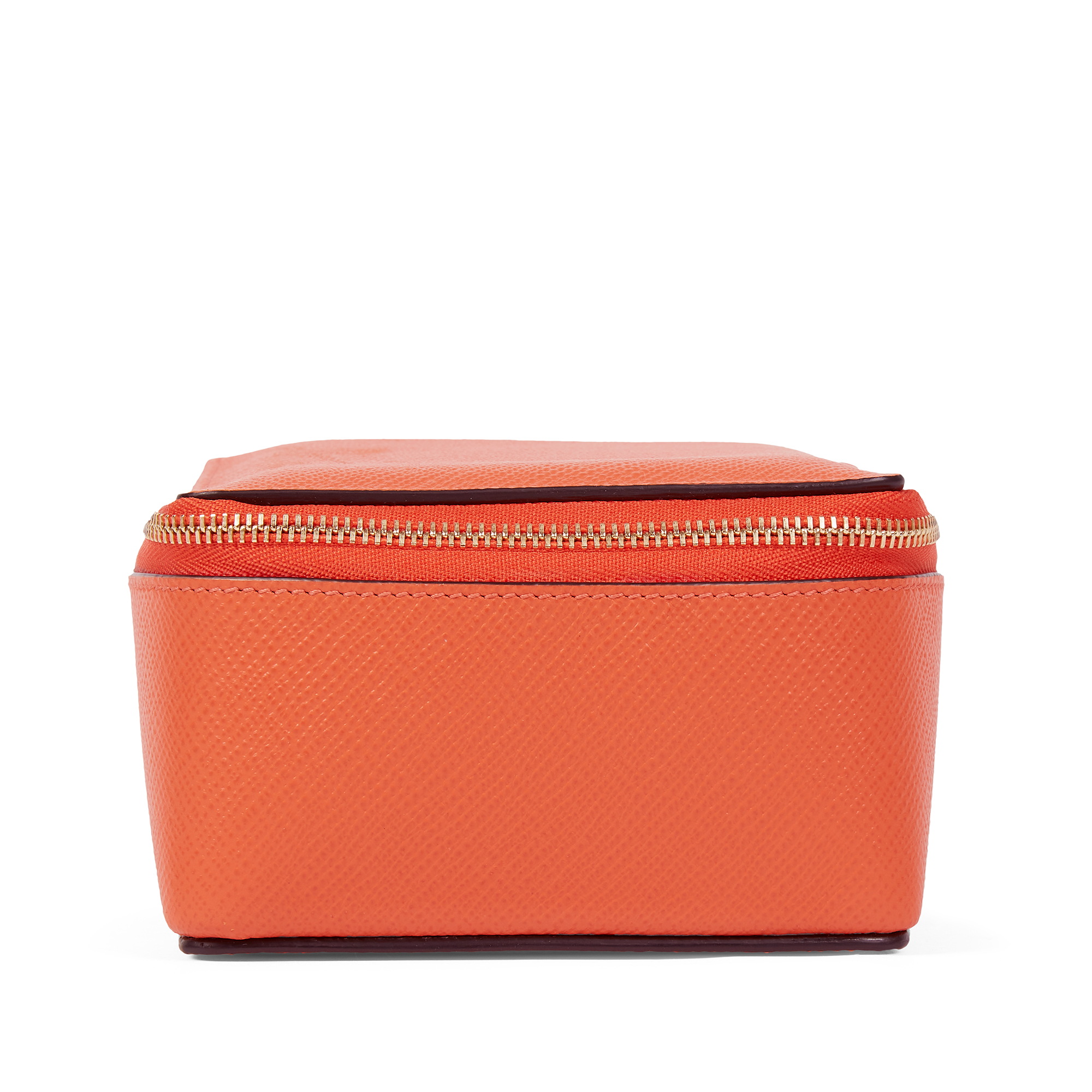 Smythson Large Square Trinket Case In Panama In Orange