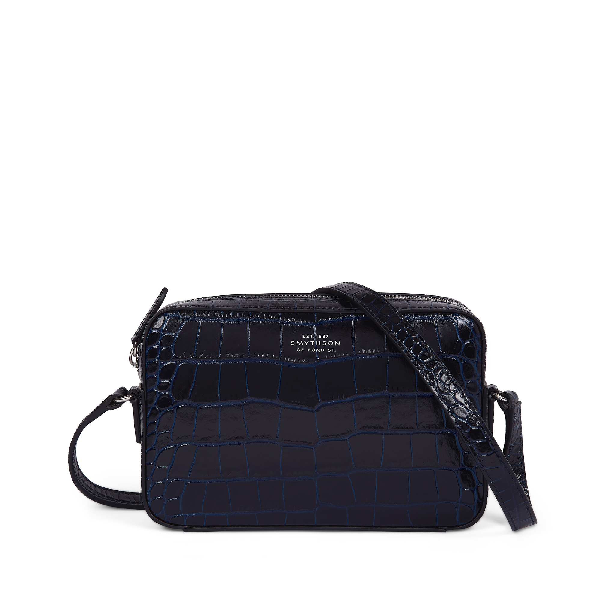 Smythson Small Camera Bag In Mara In Navy