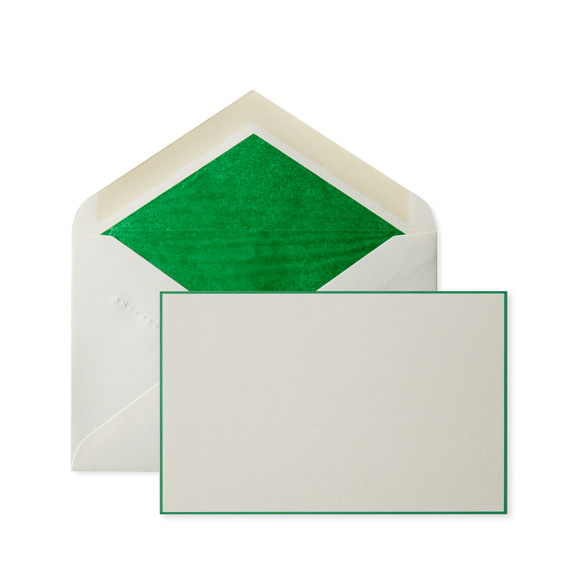 Smythson Bordered Correspondence Cards In Bright Emerald